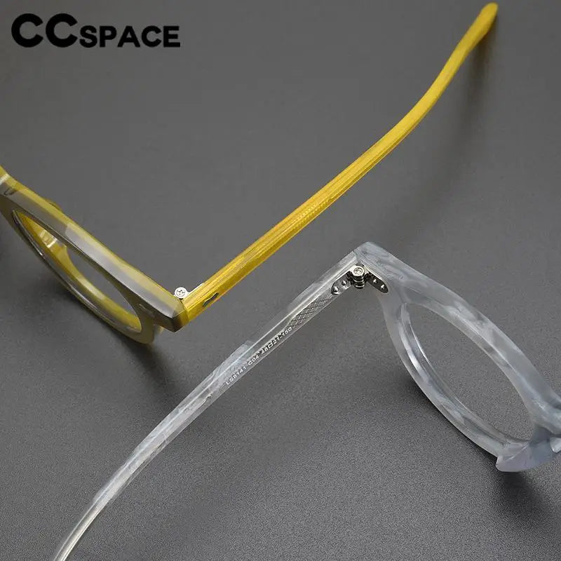 CCspace Unisex Full Rim Round Acetate Eyeglasses 57331 - Stylish & Lightweight Frame for Men & Women - Perfect for Reading, Work & Fashion Accessories