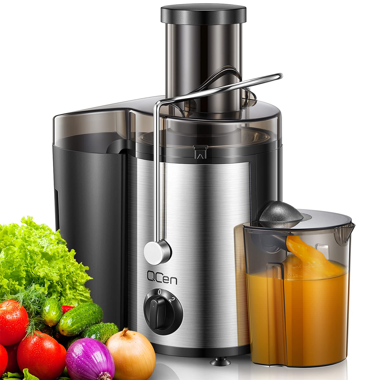 Qcen 500W High-Power Electric Juicer Machine - Black Citrus Juicer Squeezer Bundle for Fresh Orange, Lemon & Grapefruit Juice - Perfect for Home, Restaurant & Healthy Breakfast