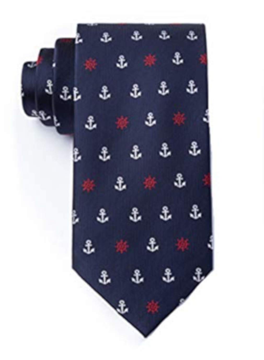 Vintage Nautical Anchor & Ship Wheel Tie - Classic Sailor Knot Necktie for Men, Perfect for Navy Themed Weddings, Maritime Parties, and Nautical Fashion