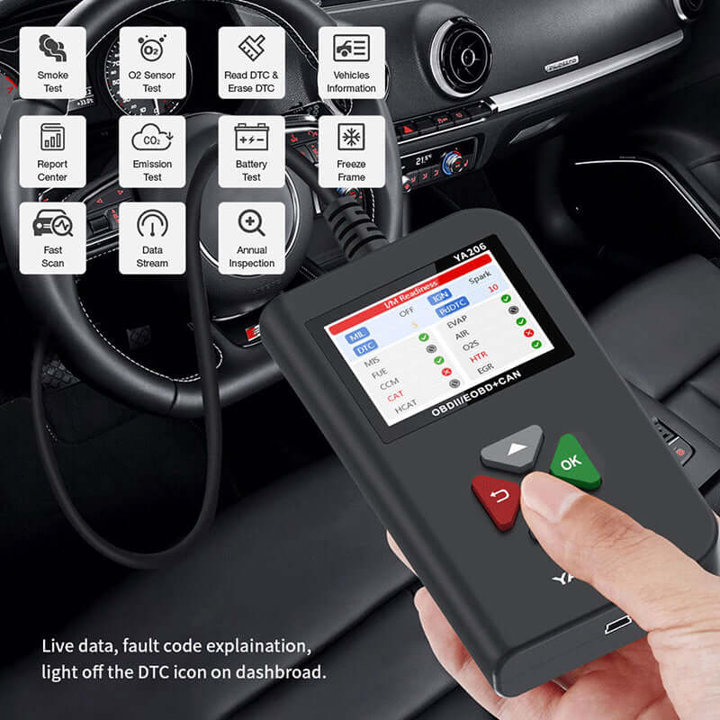 KINGBOLEN® YA206 OBD2 Scanner & Car Code Reader - Check Engine Light Diagnostic Tool for All 1996 & Newer Vehicles - Fast & Accurate Scan Tool (USA Shipping Only) - Perfect for DIY Mechanics & Auto Repair Shops