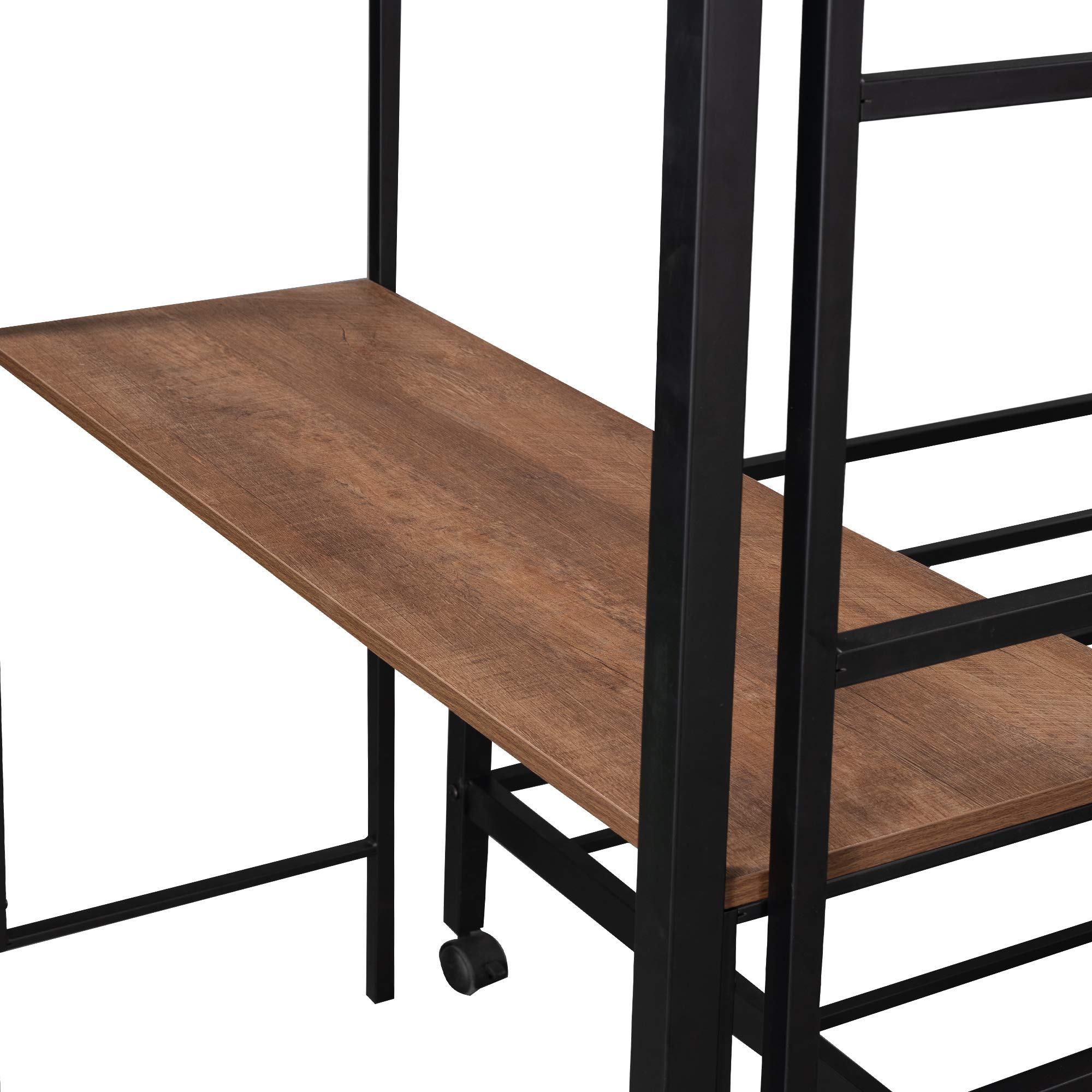 Steel Frame Twin Over Twin Bunk Bed with Shelves - Space-Saving Metal Loft Bed with Built-in Desk & 3-Tier Storage Shelf | Perfect for Kids' Rooms, Dormitories & Small Apartments