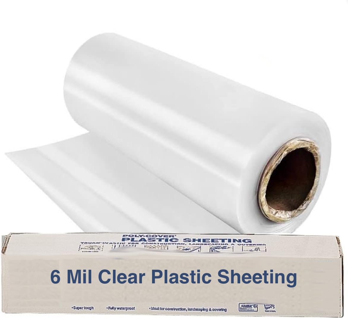 Rocky Mountain Goods 6 Mil 16' x 100' Clear Heavy Duty Plastic Sheeting - Durable Polyethylene Film for Construction, Farming, Vapor Barrier, Greenhouse Cover | Waterproof Protection for Home Projects, DIY, Weatherproofing