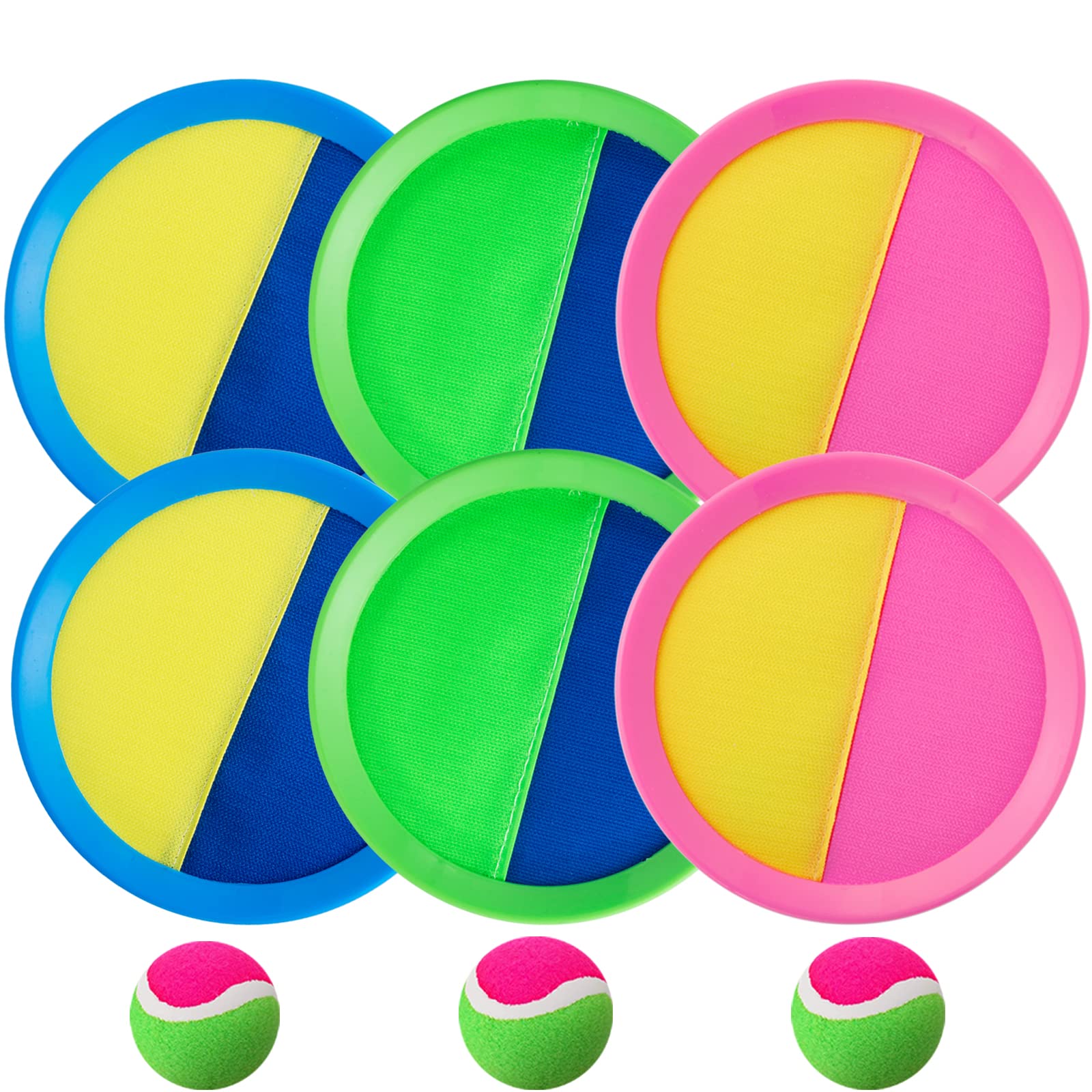 Beach Toys for Kids - Outdoor Toss and Catch Ball Game Set with 6 Paddles & 3 Balls - Fun Summer Beach Games for Boys Girls Ages 3-8 - Perfect Birthday Christmas Gifts for Outdoor Play, Backyard Fun, Picnic Activities and Family Bonding Time