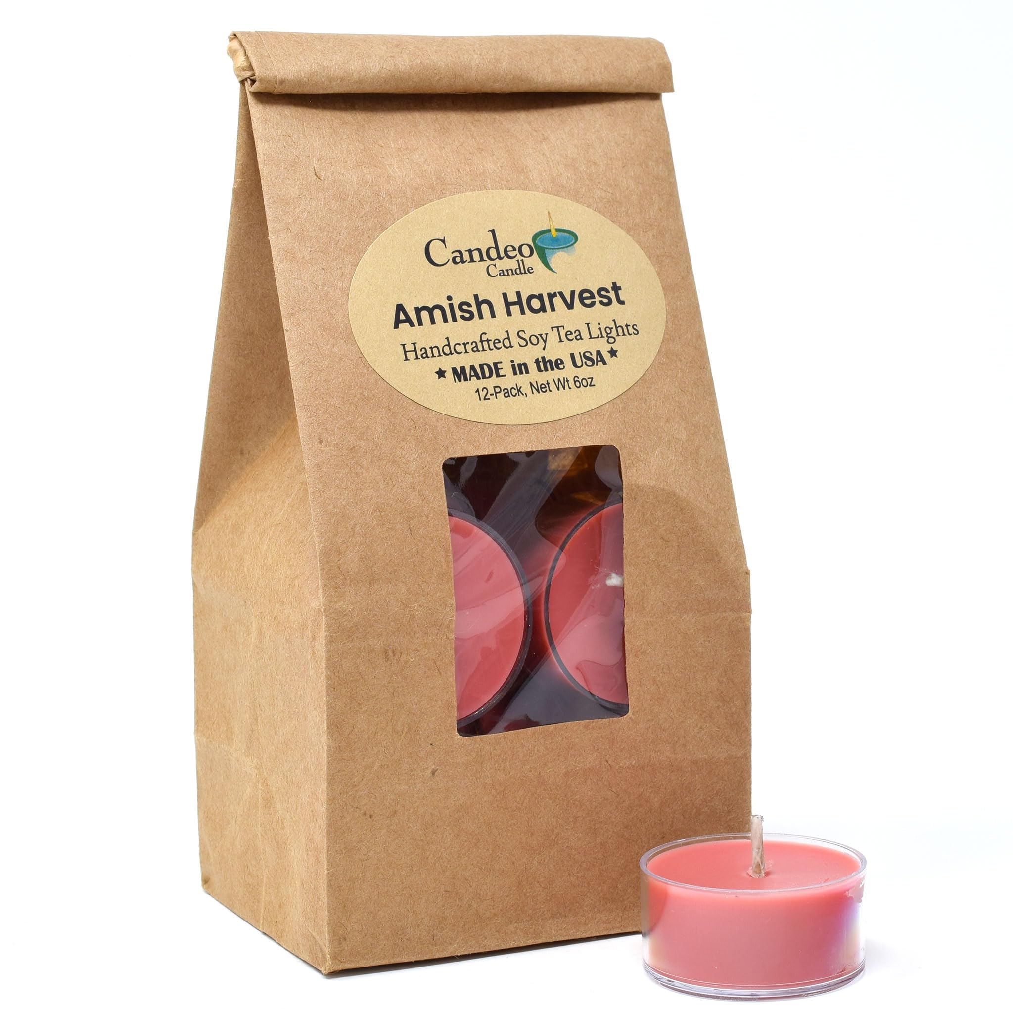 Amish Harvest Scented Tealight Candles - 12 Pack Soy Beeswax Blend Candles - Handmade in USA - Fall & Thanksgiving Aromatherapy Candles - Perfect for Home Decor, Relaxation & Holiday Gatherings