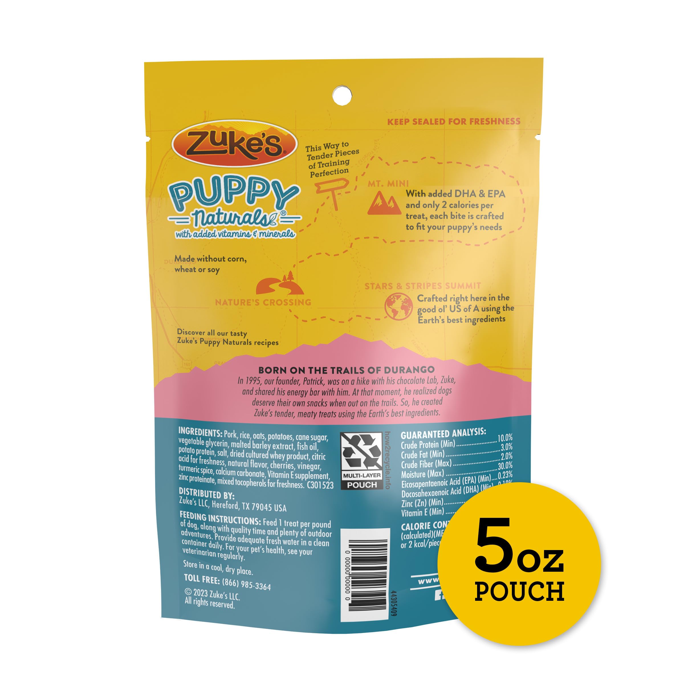 Zuke's Puppy Naturals Soft Training Treats - Natural Dog Treats with Pork Recipe, 5 oz Bag - Perfect for Puppy Training, Rewards & Positive Reinforcement