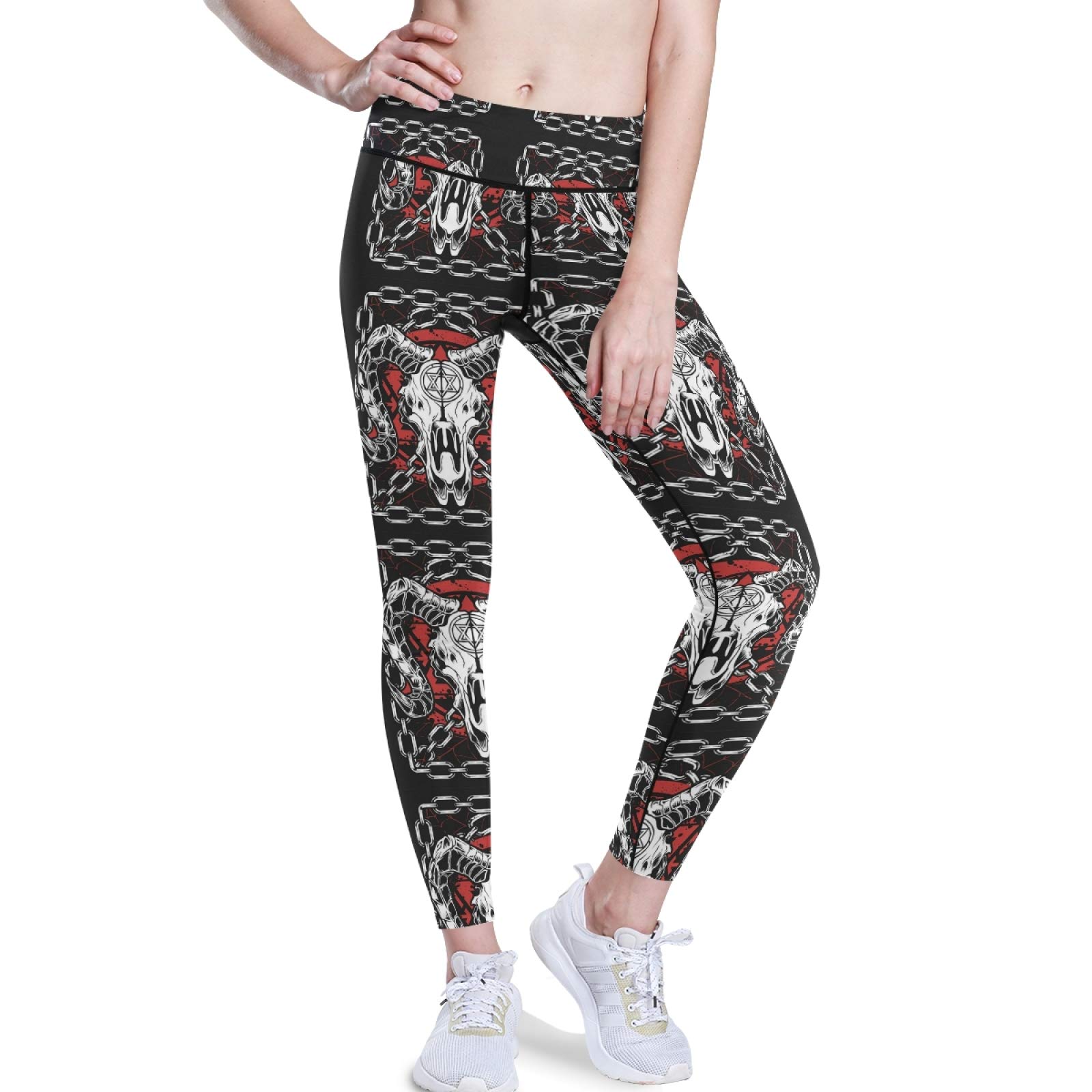 Devil Bull Skull Yoga Pants - High Waist Tummy Control Leggings for Women, Workout & Running
