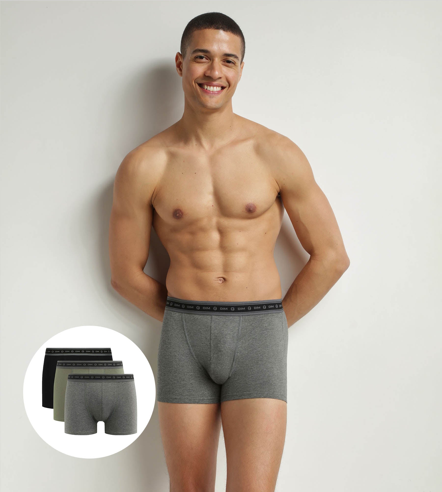 Organic Cotton Men's Boxer Briefs 3-Pack - Black, Charcoal, Green - Soft & Breathable Underwear for Everyday Comfort & Active Lifestyle
