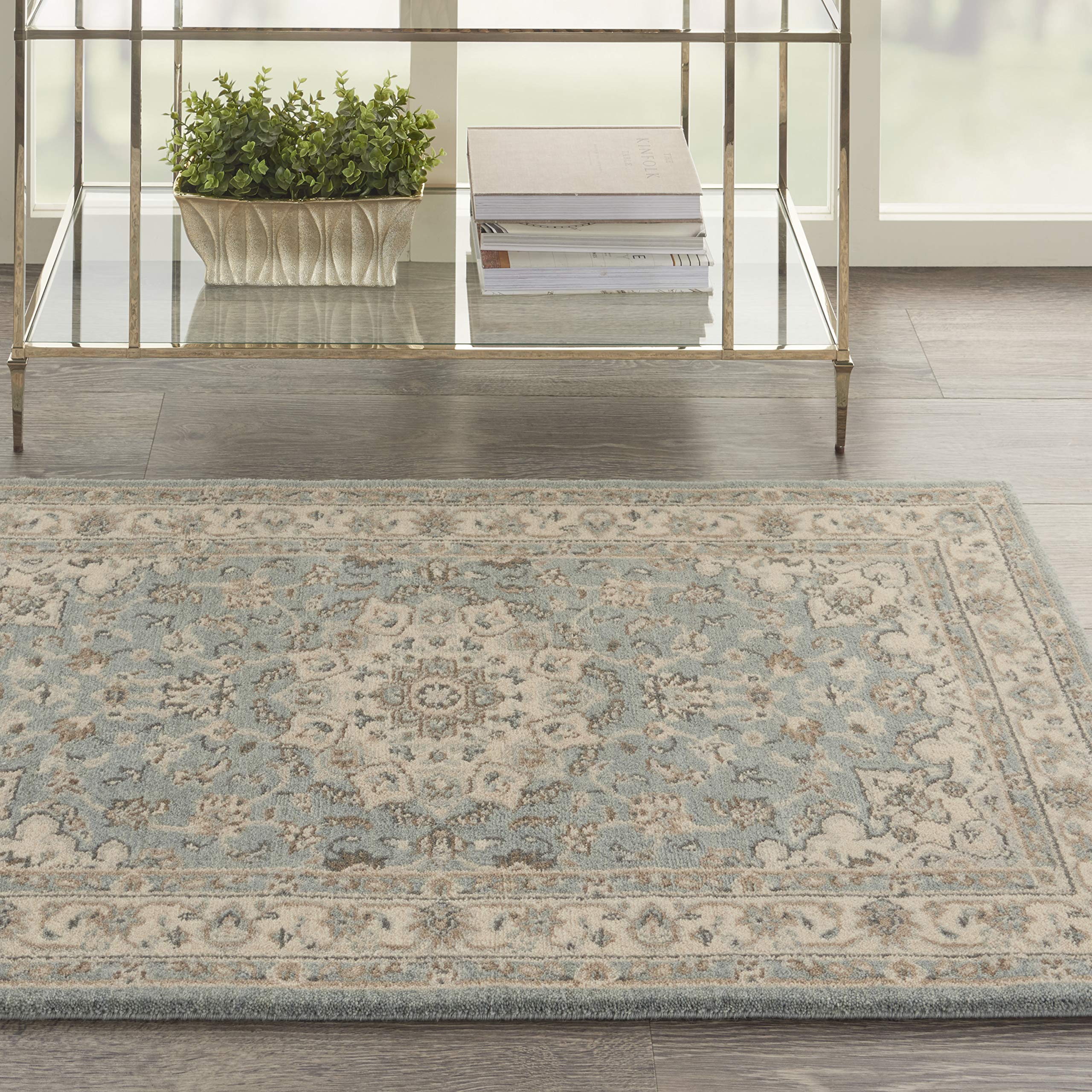 Nourison Living Treasures Floral Aqua/Ivory 2'6
