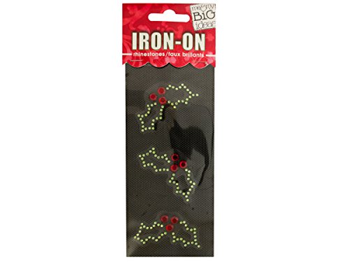 Holly Rhinestone Iron-On Transfer - Pack of 48 - DIY Clothing Decoration for T-Shirts, Jeans & Accessories - Perfect for Parties, Weddings & Craft Projects
