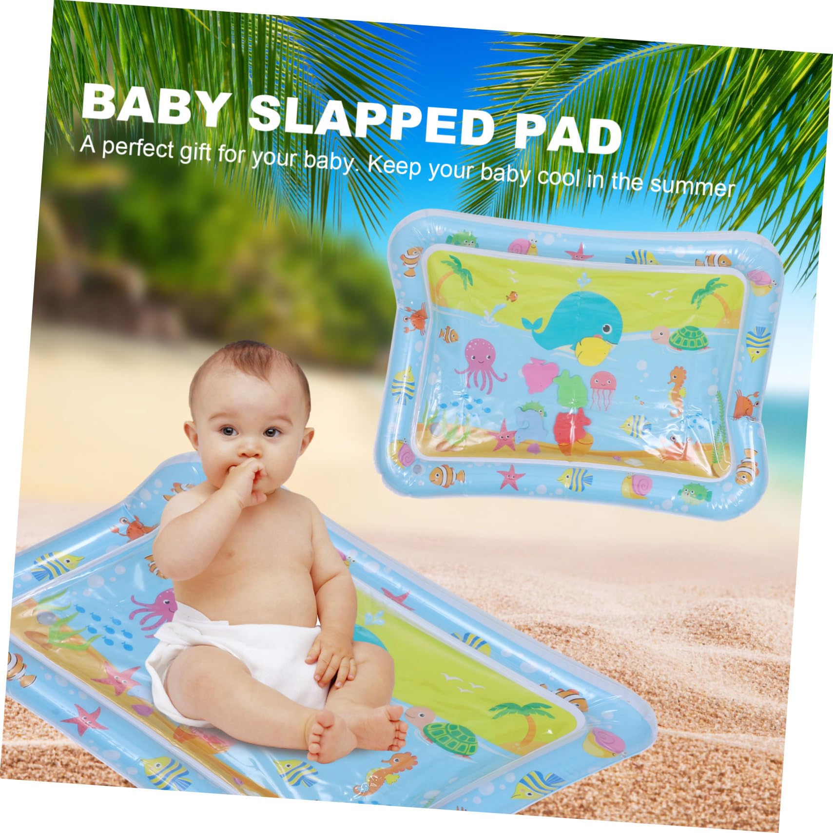 GREENADSCAPE Inflatable Water Play Mat - 1pc Blue Water Cushion for Tummy Time & Sensory Development | Non-Toxic Plastic Baby Activity Mat for Indoor/Outdoor Use