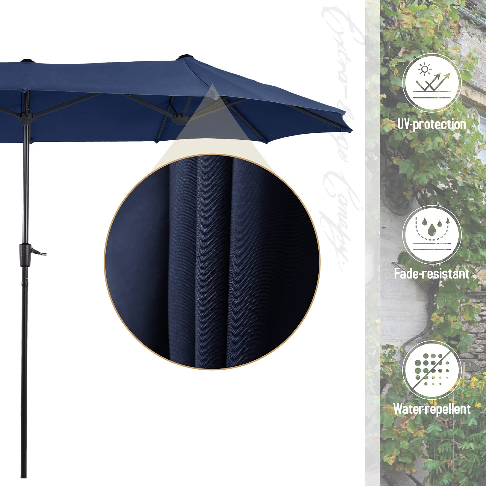 **7-Piece Navy Blue Outdoor Patio Dining Set with Umbrella - Metal Table & Cushioned Rattan Chairs for Backyard, Deck, Porch - Perfect for Family BBQs, Garden Parties & Outdoor Entertaining**