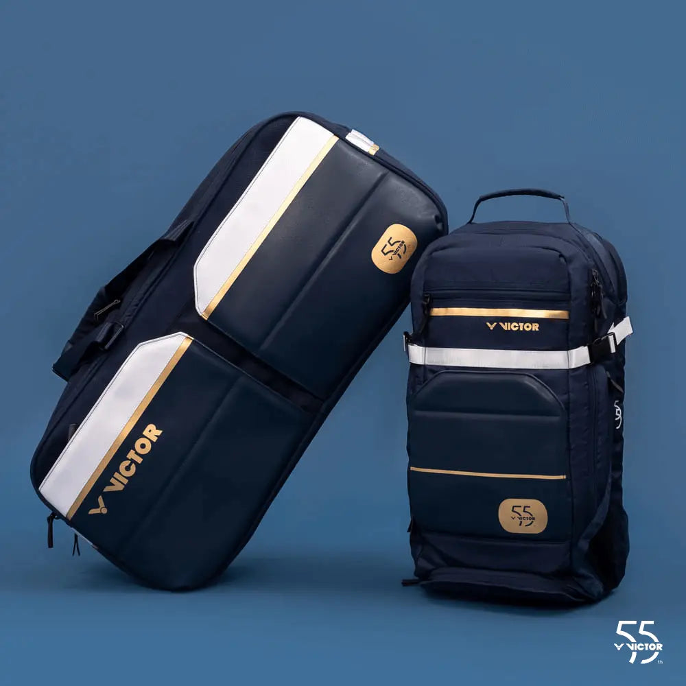 Victor BR9012 55th Anniversary Edition Badminton & Tennis Racket Backpack - Navy Blue Sports Bag for Court, Gym & Travel Accessories Storage