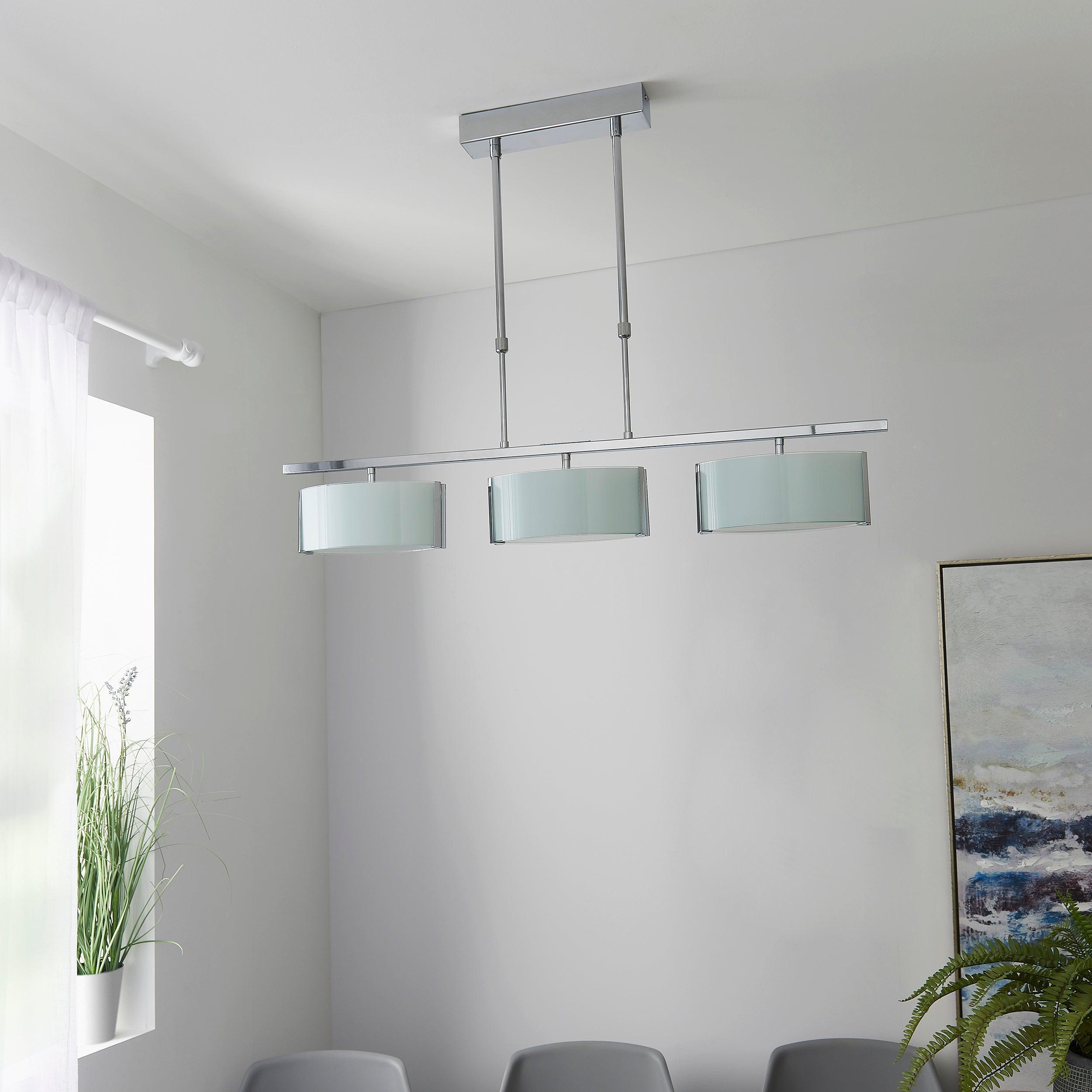 3-Light Semi Flush Mount Ceiling Fixture - Chrome Finish with White Glass Shades - Perfect for Bedroom, Living Room & Hallway Lighting