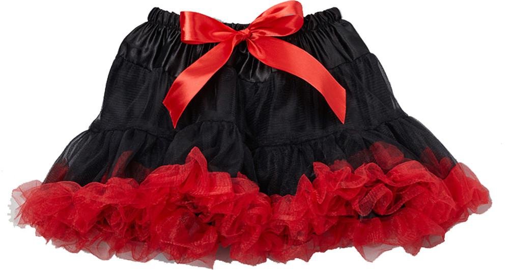 Wenchoice Girls Black & Red Bow Pettiskirt - Elegant Tutu Skirt for Kids, Birthday Parties, Dance Performances & Photo Shoots