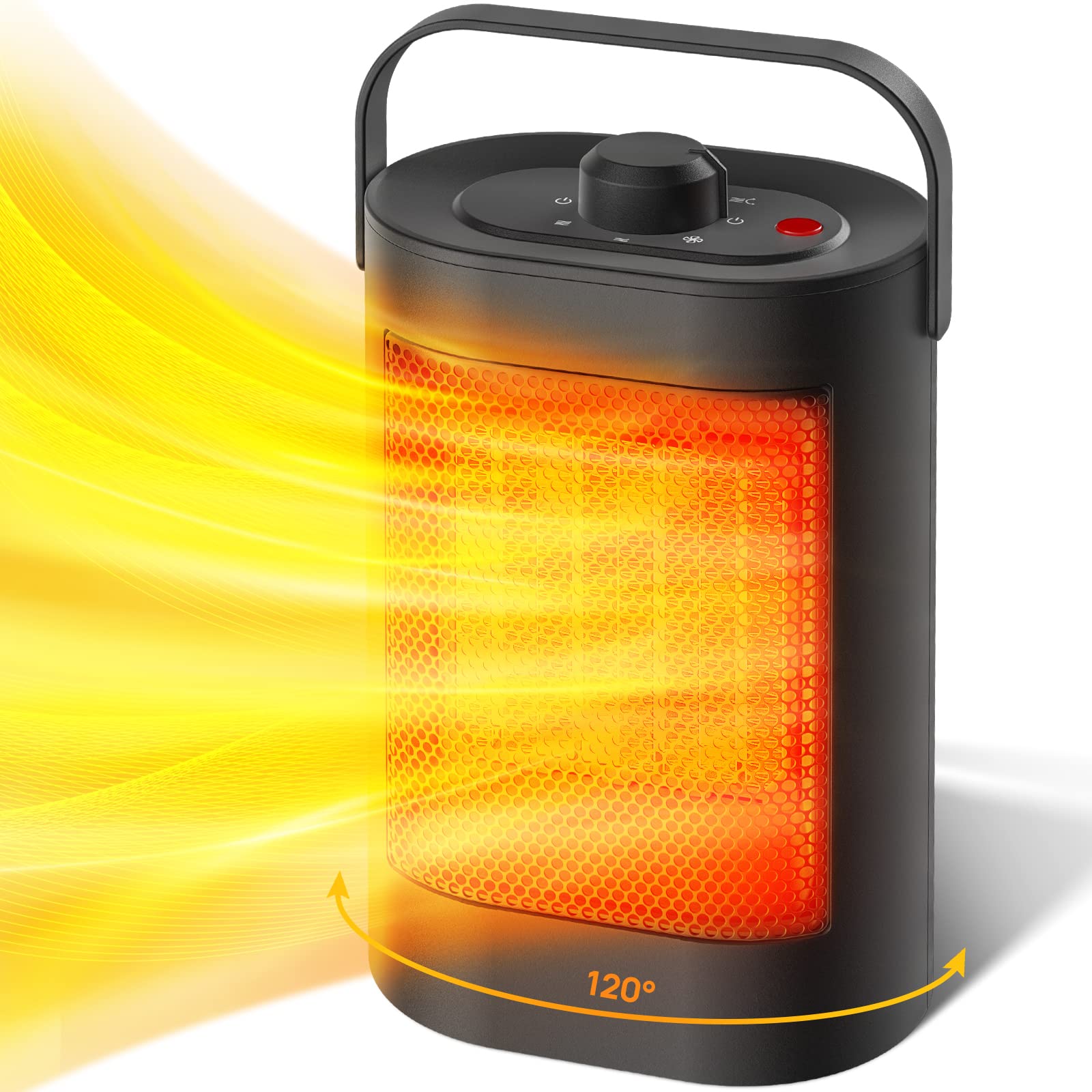 1500W Energy Efficient PTC Ceramic Space Heater with 120° Oscillation - Overheat & Tip-Over Protection, 3 Heating Modes - Portable Electric Heater for Home, Office, Bedroom & Small Rooms | Fast Heating & Energy Saving Indoor Heater for Winter Use