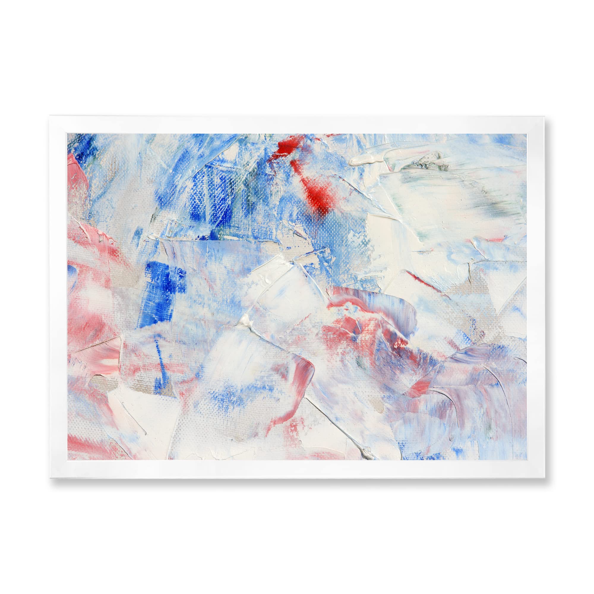DesignQ Blue Abstract Composition Modern Framed Wall Art - Contemporary Home Decor for Living Room, Bedroom & Office
