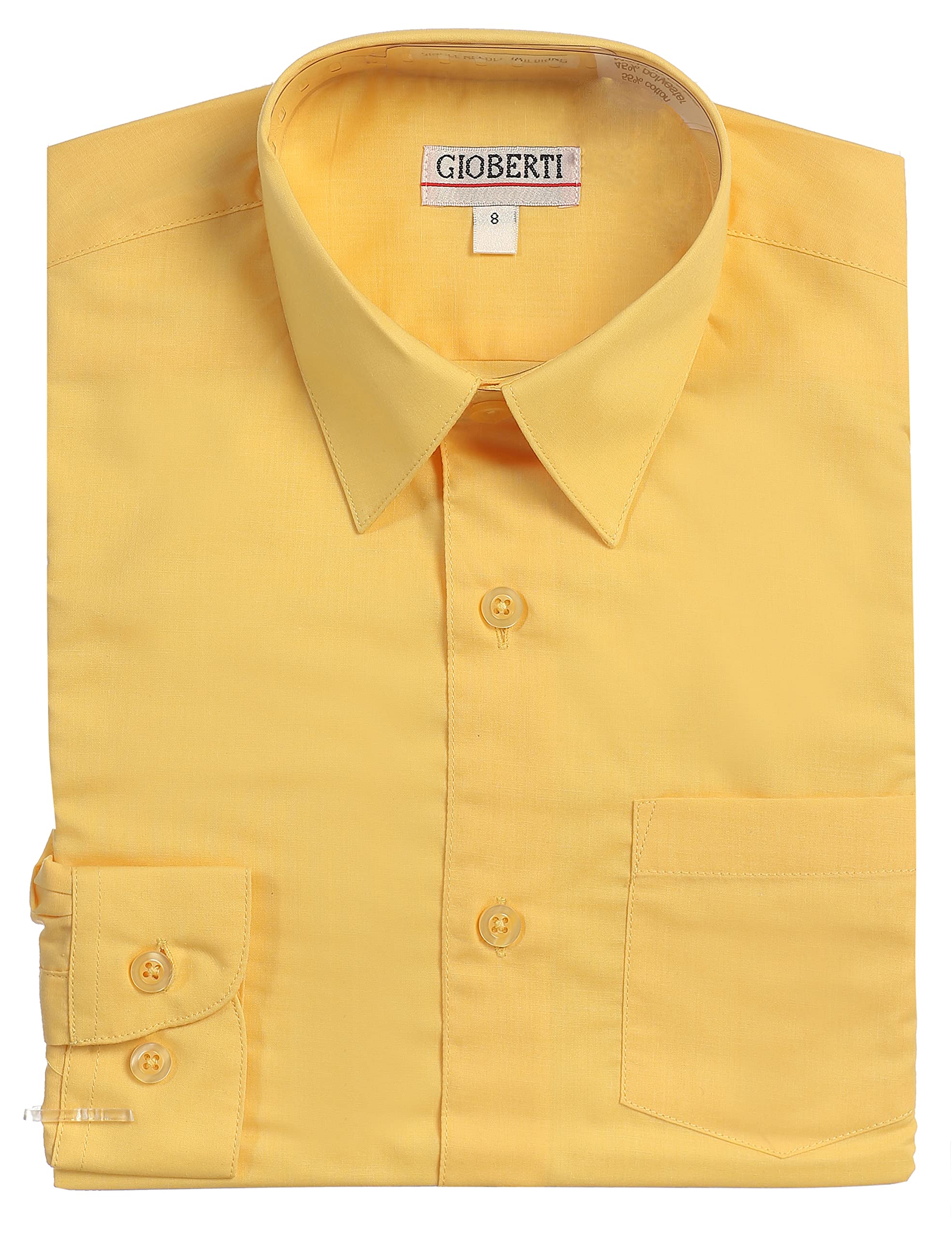 Gioberti Boys Long Sleeve Solid Dress Shirt for School, Church & Formal Occasions | Comfortable Cotton Button Down Shirt for Kids