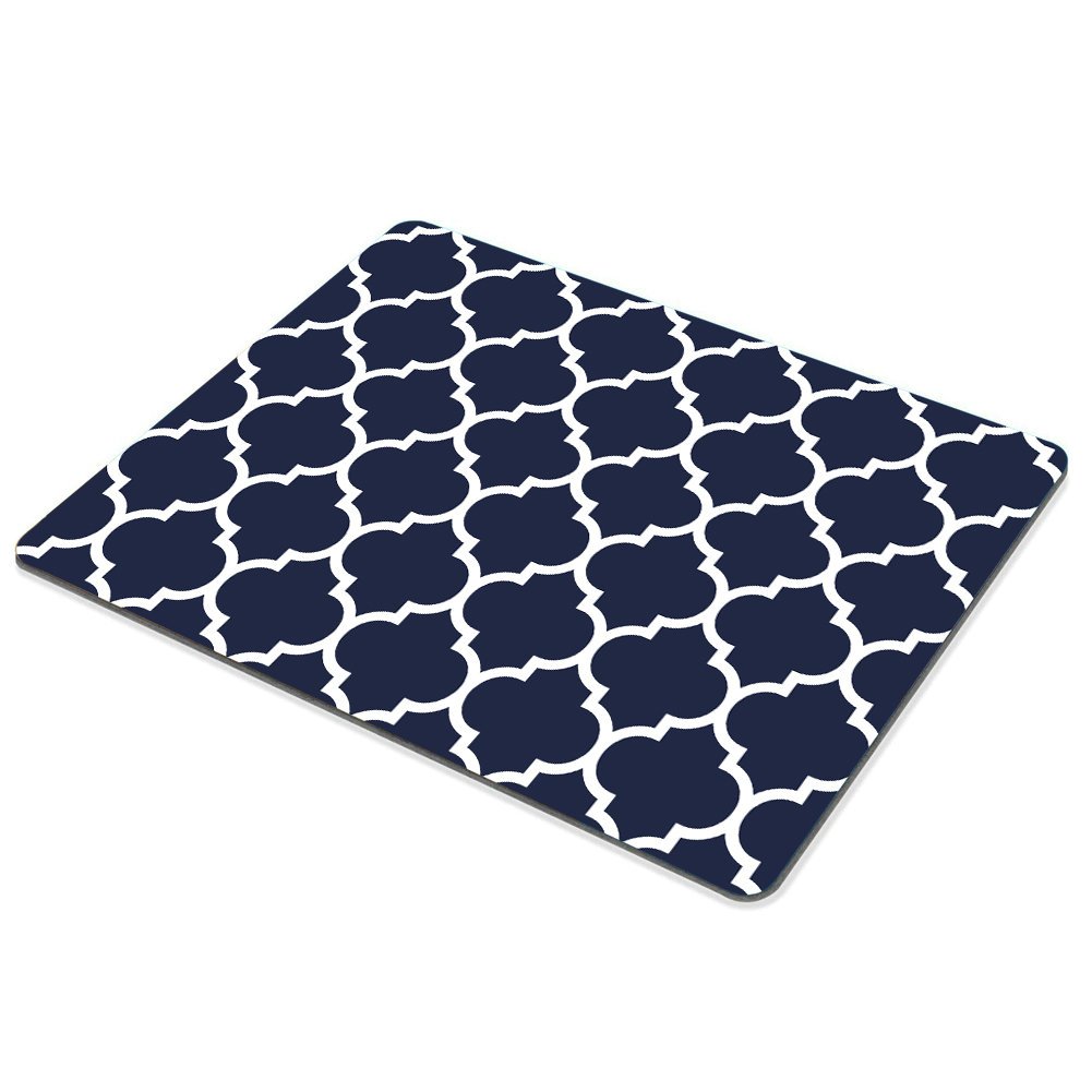 Custom SSOIU Gaming Mouse Pad - Modern Navy Blue Quatrefoil Design, 9.5