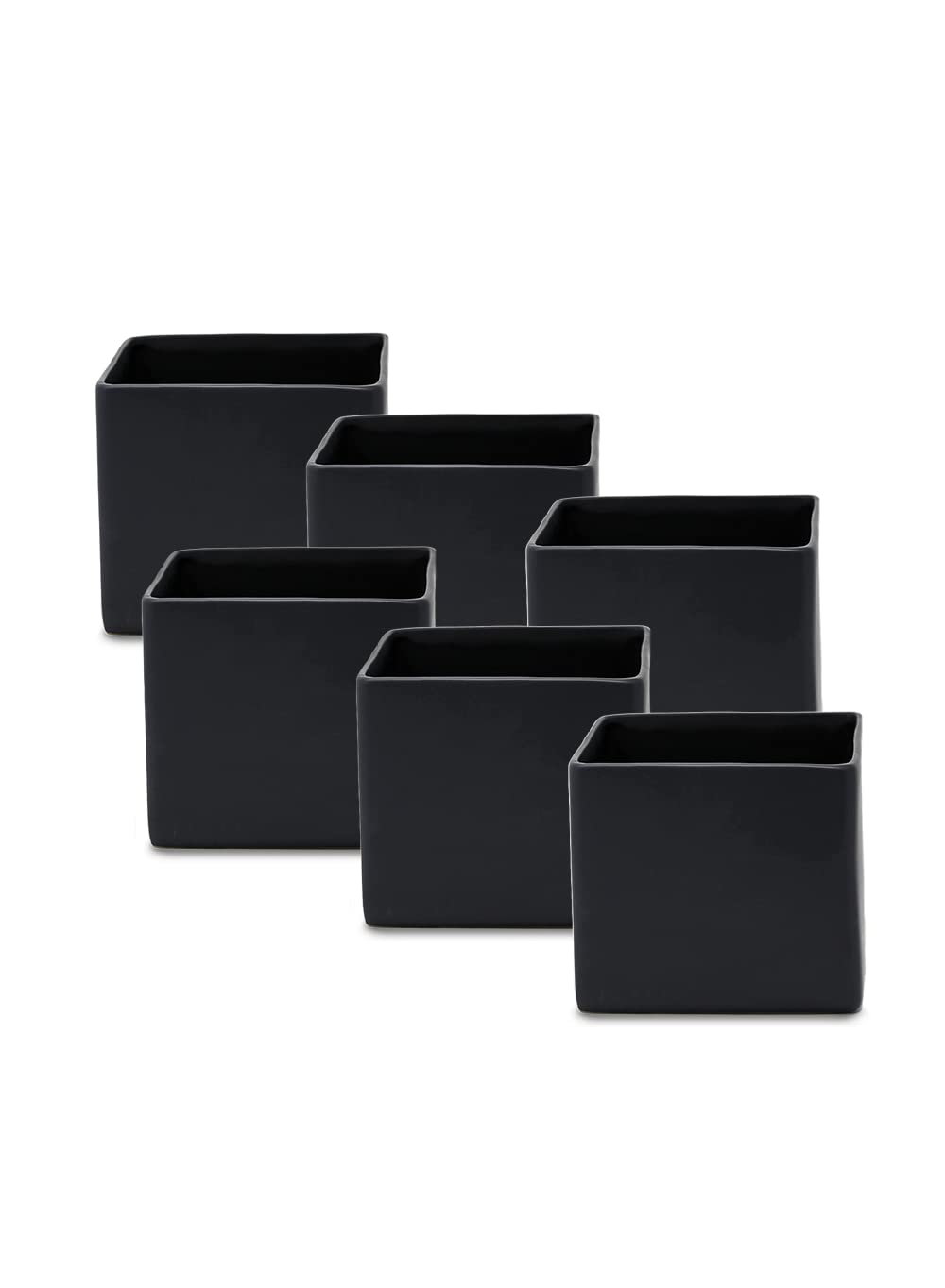 Set of 6 Matte Black Ceramic Vases - Modern Home Decor Centerpieces for Weddings, Parties & Events (5