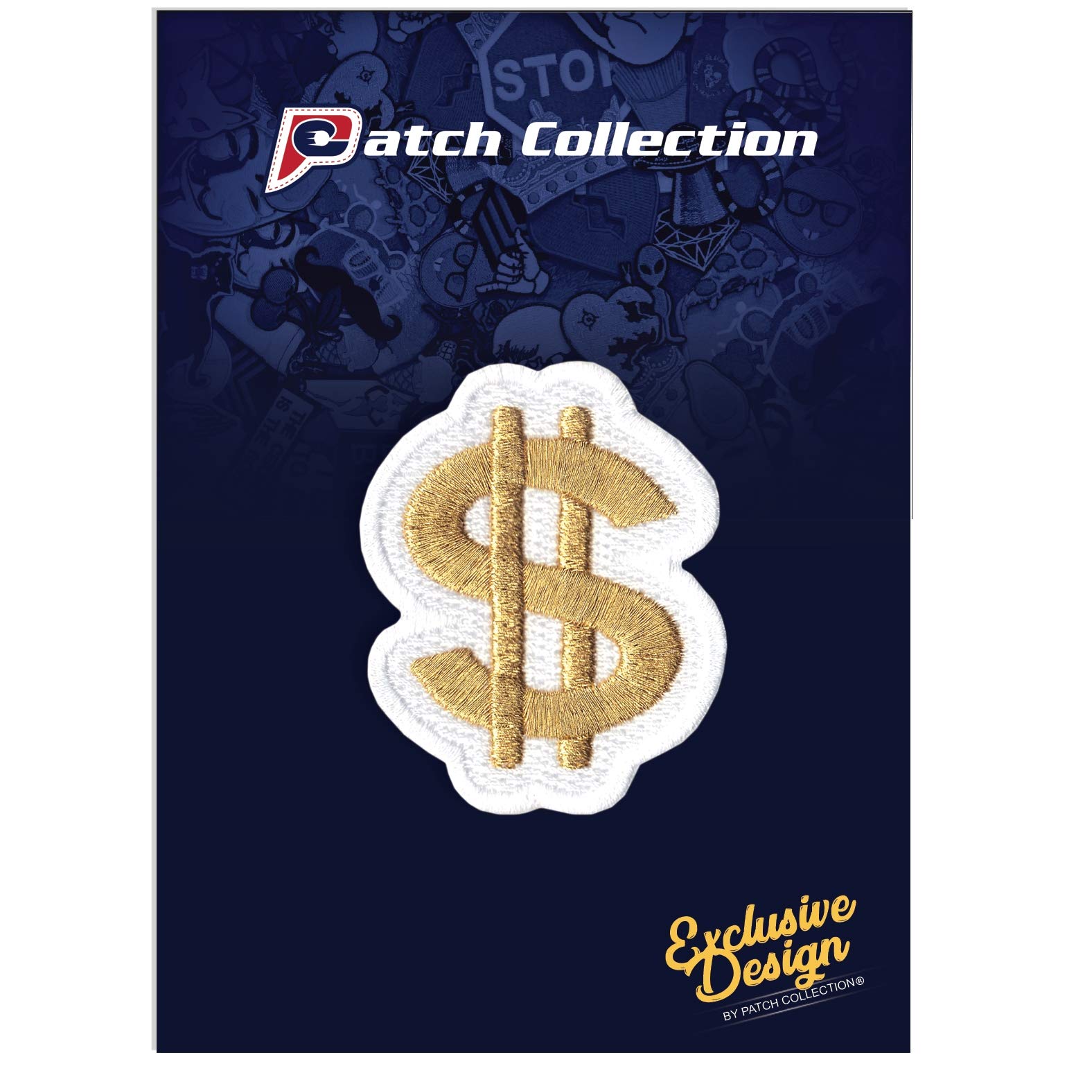 Gold Dollar Sign Embroidered Iron On Patch - Money & Cash Symbol for DIY Clothing, Hats, Bags & Accessories | Perfect for Customizing Jackets, Jeans & Backpacks
