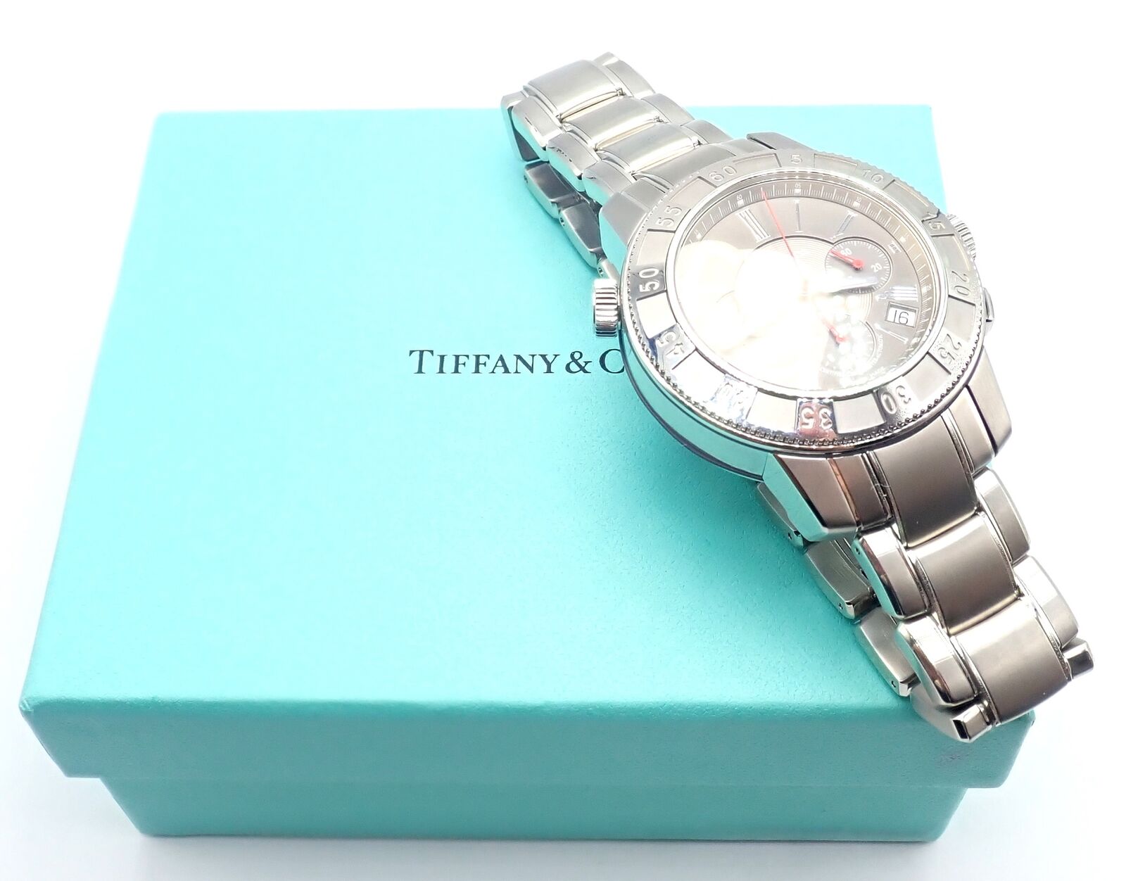 Authentic Tiffany & Co Mark T 57 Stainless Steel Chronograph Automatic Watch for Men - Luxury Dress Watch for Business, Formal Events & Special Occasions