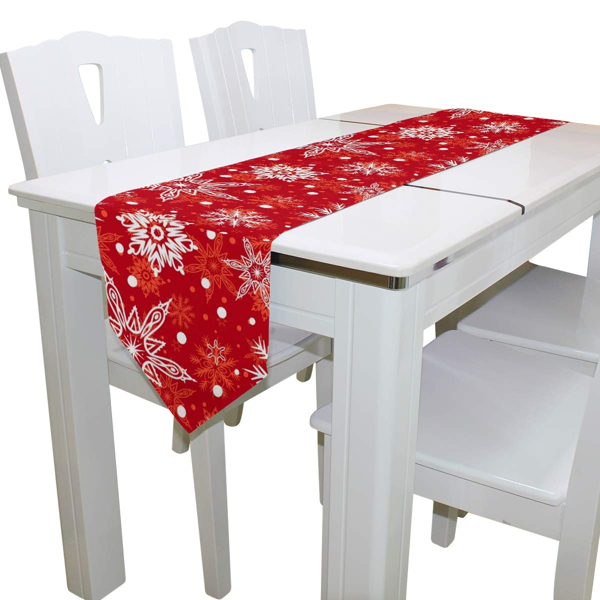 MOYYO 13x90 Inch Snowflake Table Runner - Elegant Christmas Winter Polyester Tablecloth for Dining Room, Coffee Table, Wedding, Birthday & Party Decor - Perfect for Holiday Home Decorations & Banquet Settings