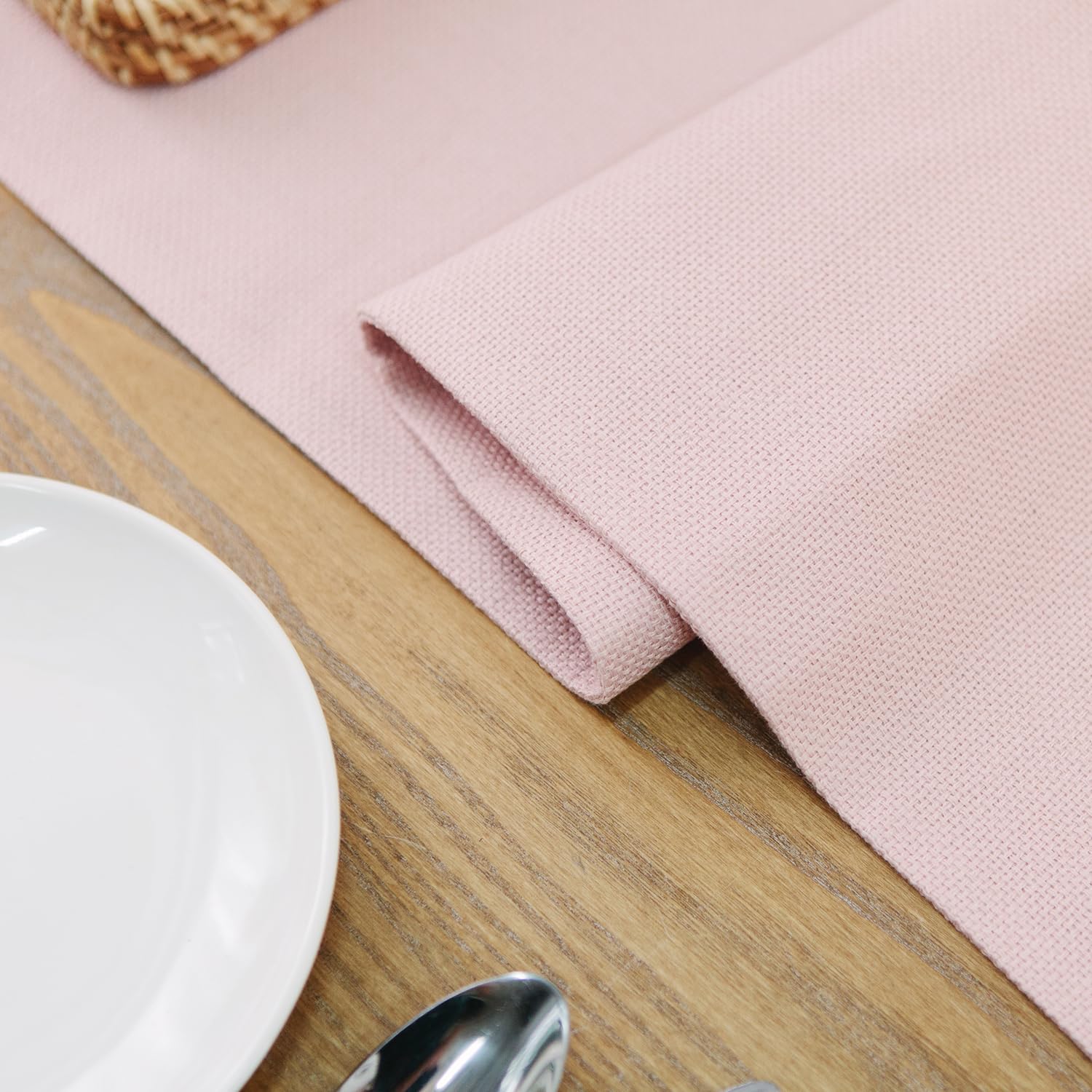 2-Piece Burlap Table Runner Set, 1-Inch Rustic Fabric for Kitchen, Dining, Wedding, Birthday Party, Baby Pink – Perfect for Home Decor and Special Events