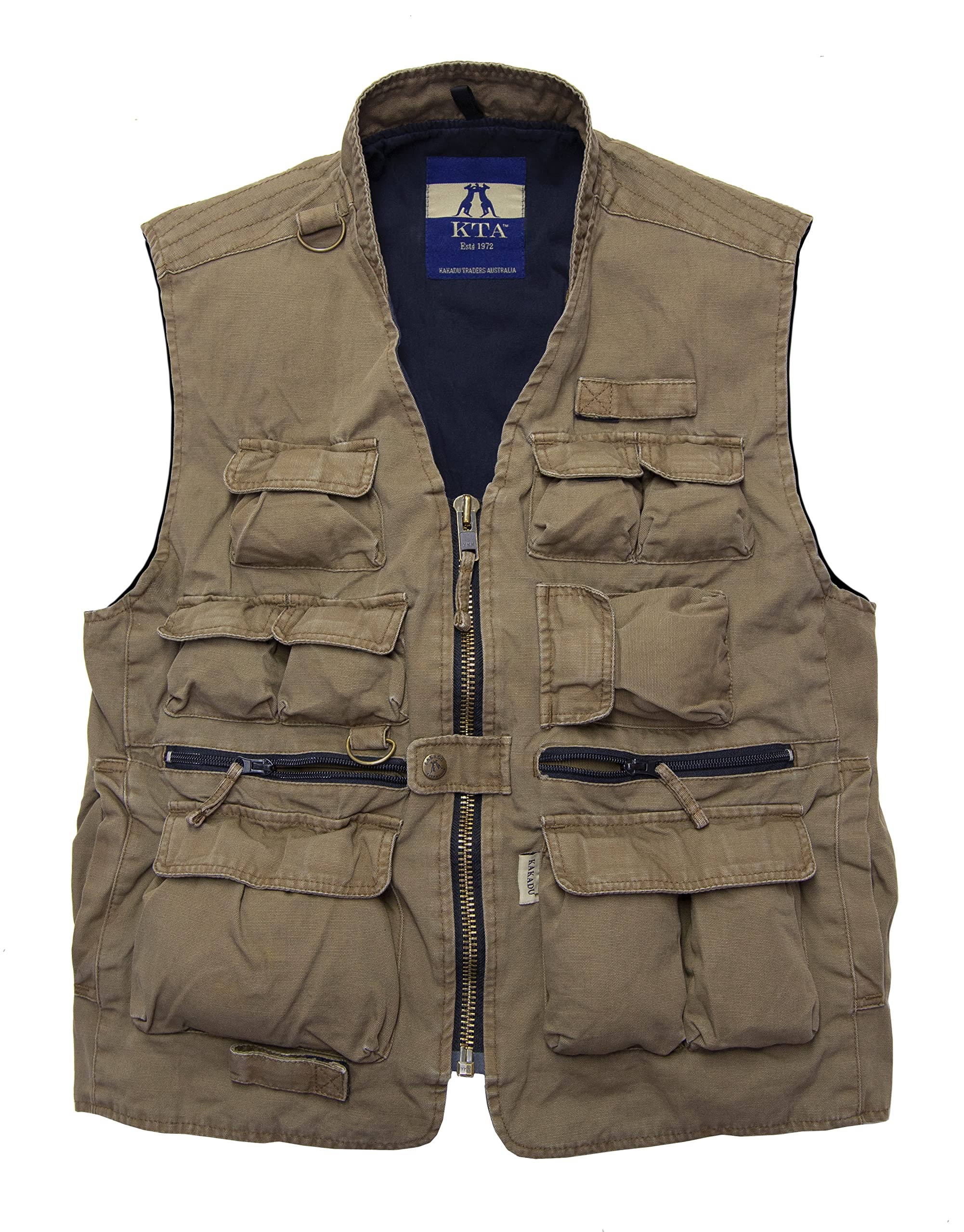 Kakadu Australia Outdoor Work Safari Fishing Travel Vest with Multiple Pockets & Zipper Closure - Perfect for Hiking, Camping and Adventure Activities