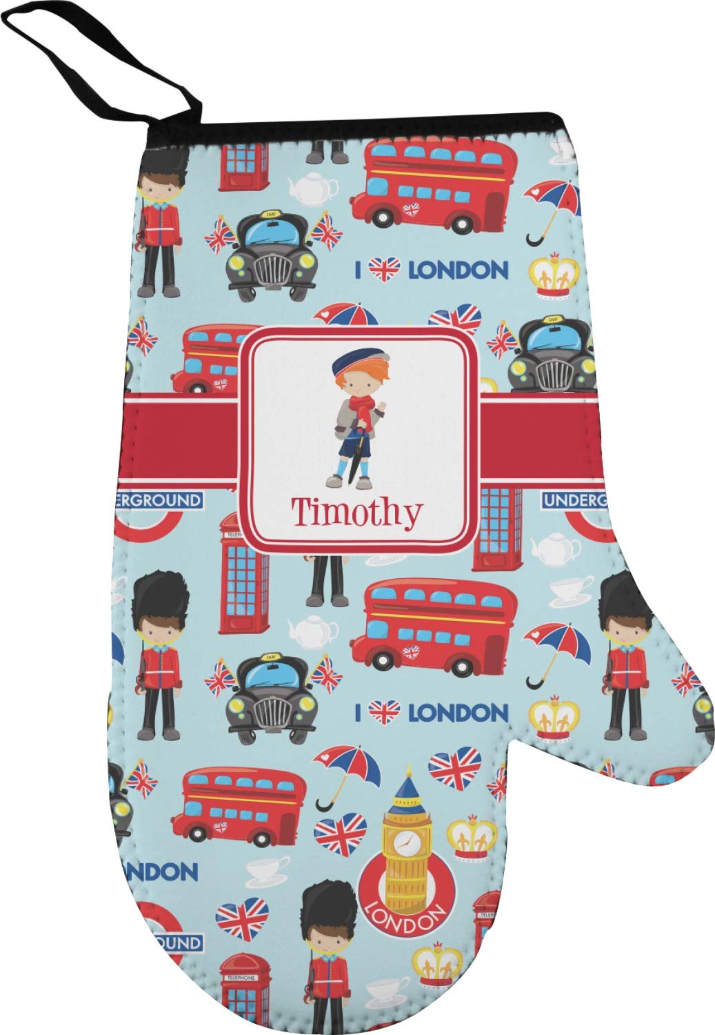 Personalized London Right Oven Mitt and Pot Holder Set with Custom Name or Text - Perfect for Baking, Cooking, and Kitchen Decor