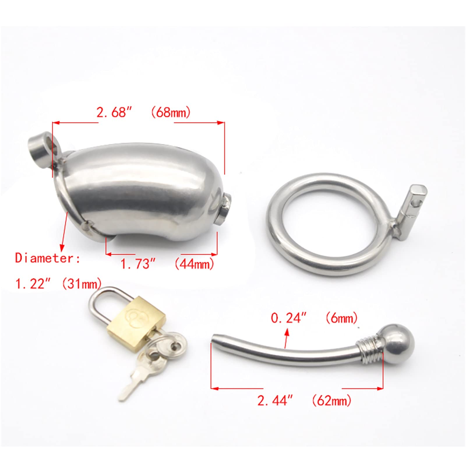 ZWBHSH Male Chastity Cage Belt - Adjustable Penis Ring with Removable Urethral Dilator - 3 Sizes Cock Ring for SM Bondage & Fetish Play - Comfortable Short Design (40mm) - Perfect for BDSM, Couples Play & Adult Fantasy Exploration