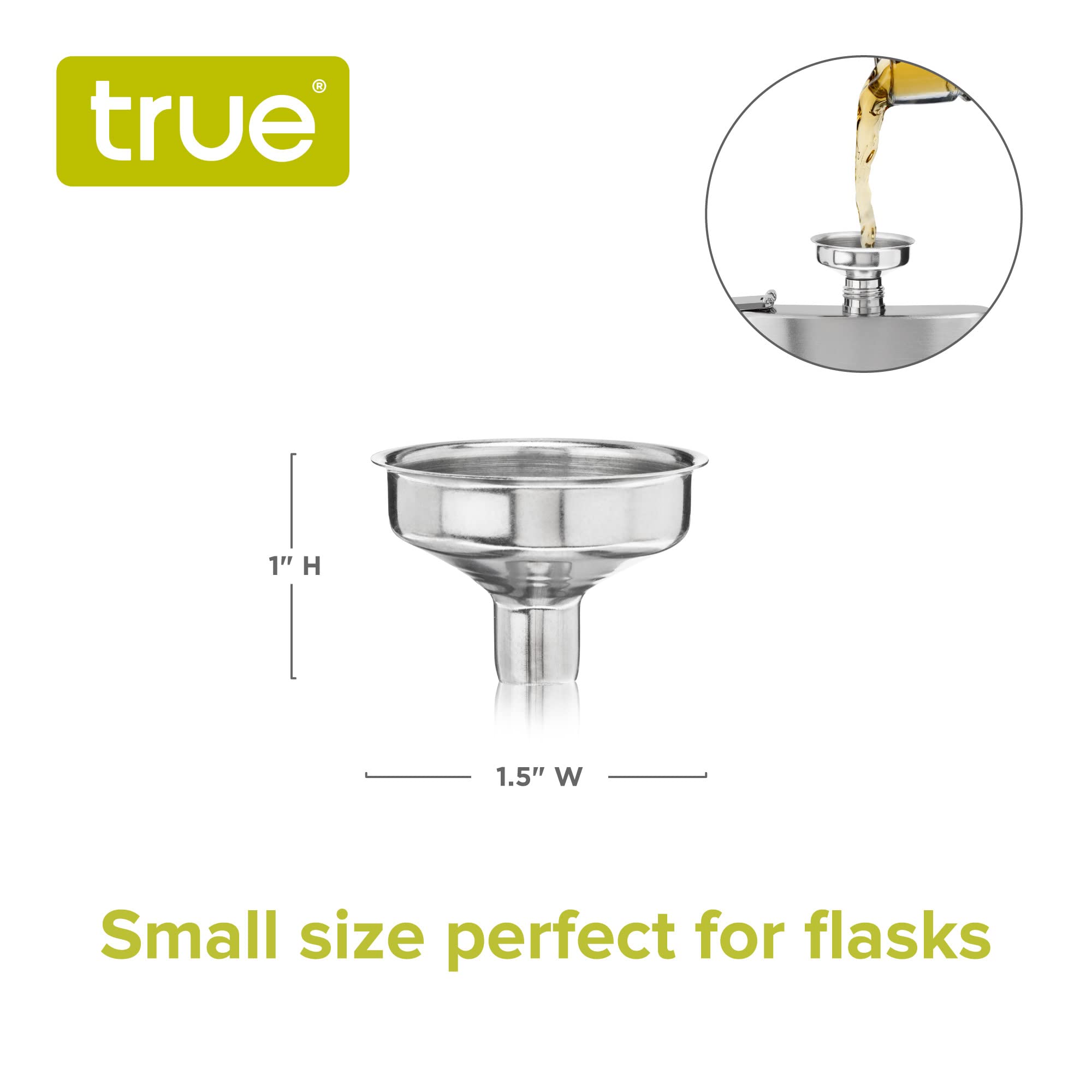 True Oracle Flask Funnel - Premium Stainless Steel Small Funnel for Flasks, Bottles & Liquids | Dishwasher Safe | Perfect for Home Bar, Kitchen, Lab & Outdoor Use (Set of 1)