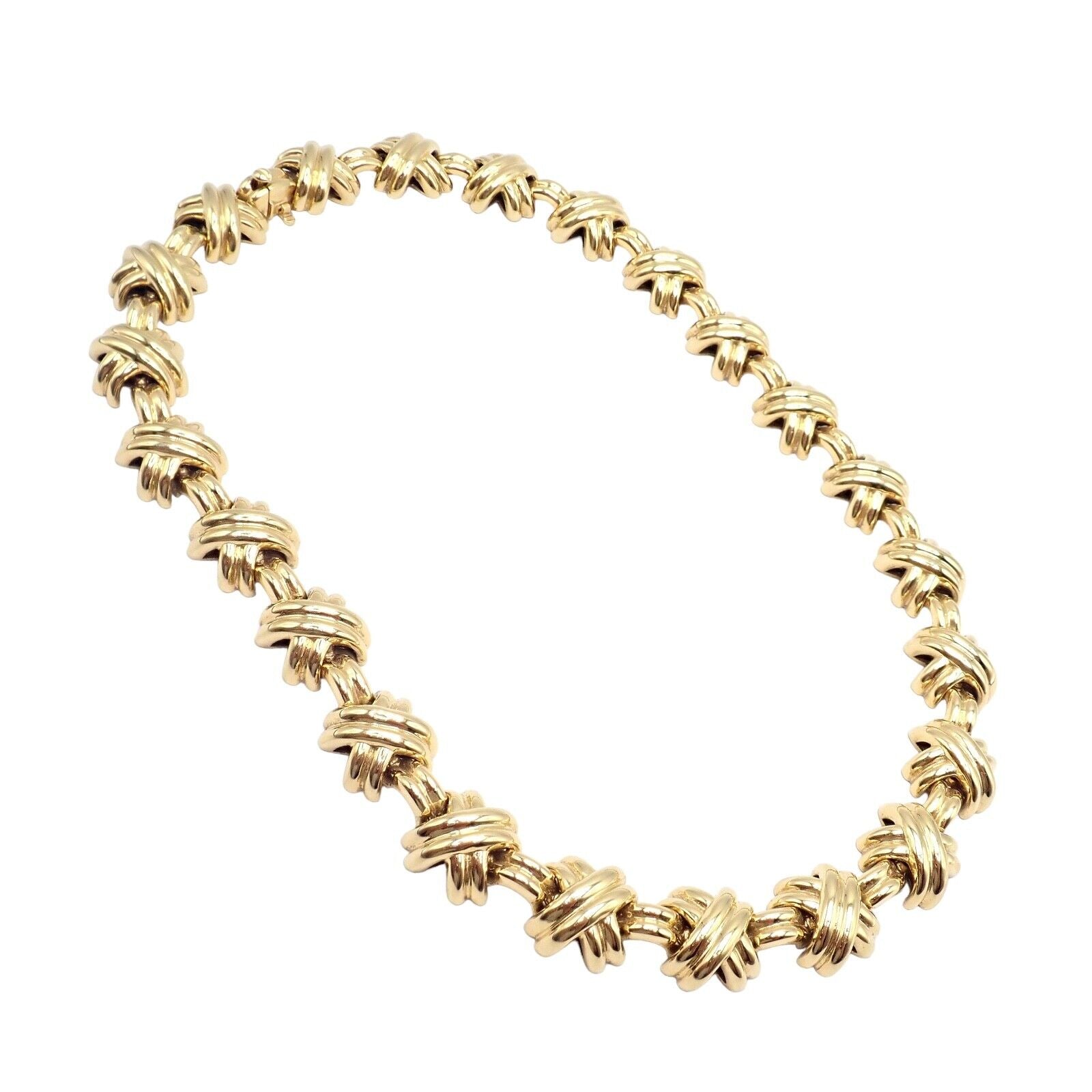 Vintage Tiffany & Co. 18k Yellow Gold Large X Classic Signature Necklace | Elegant Jewelry for Women | Perfect for Weddings, Anniversaries & Special Occasions