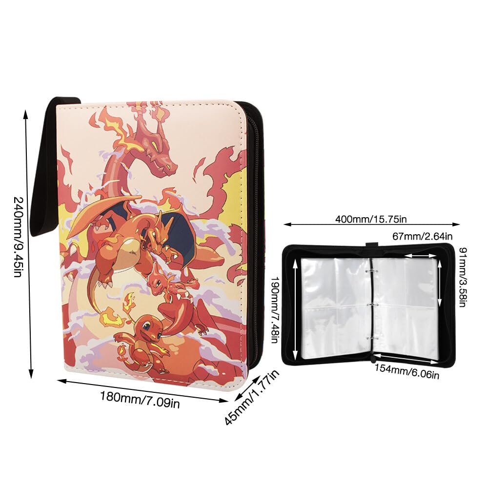 EBKCQ 50-Page Collectible Card Binder - Holds 400 Trading Cards with Zipper Closure | Premium Card Album for Pokemon, MTG, Yu-Gi-Oh & Sports Cards | Perfect Gift for Kids & Card Collectors | Organize, Protect & Display Your Valuable Collection