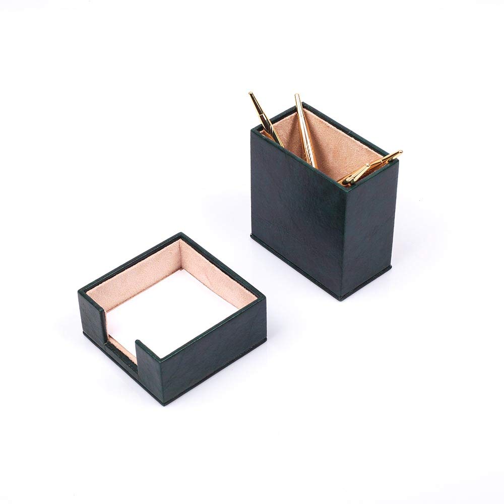 Premium Bonded Leather Desk Organizer Set - 10-Piece Office Desk Accessories with Document Tray | Green Leather Desk Supplies for Home & Office Organization | Perfect for Professionals, Students & Remote Workers