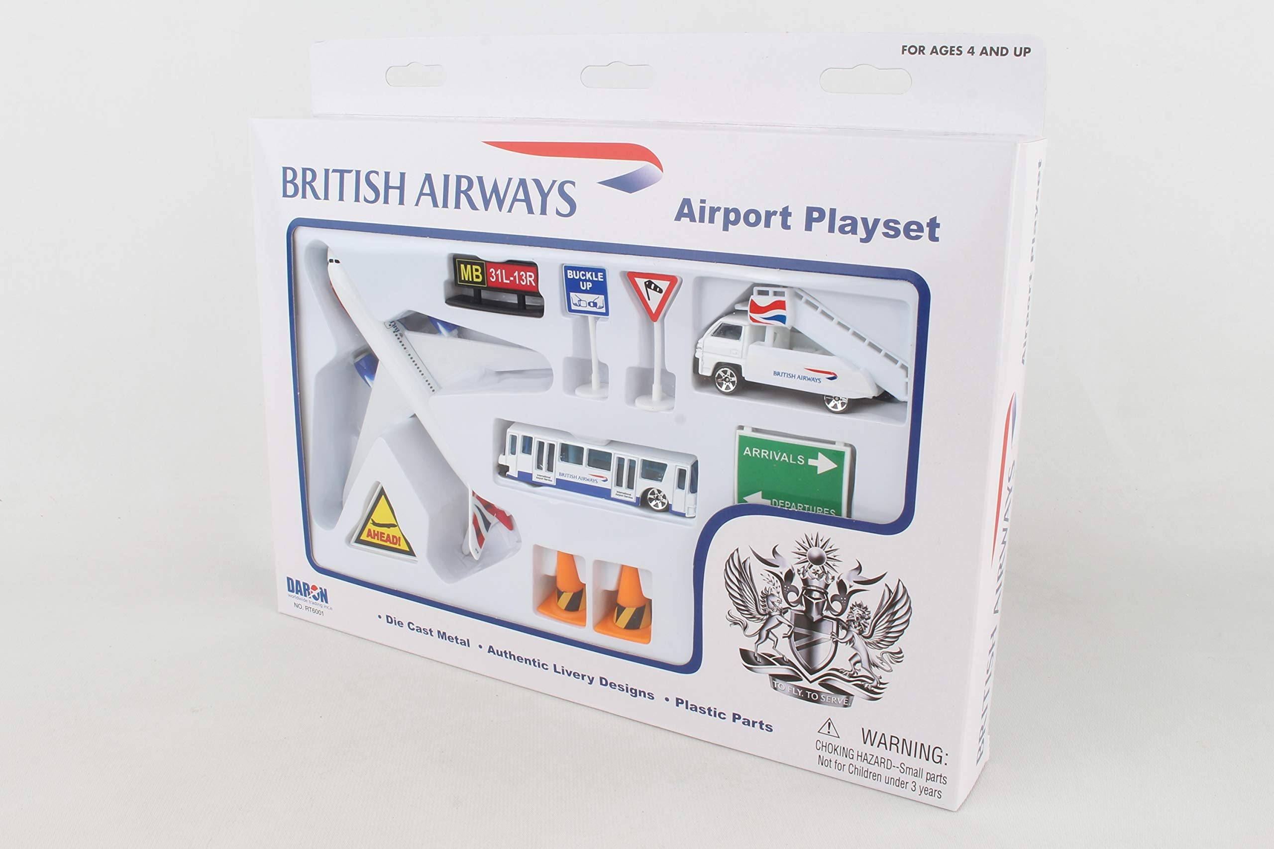 Daron British Airways Airport Playset - Diecast Airplane Toy Set with Terminal & Vehicles for Kids - Perfect for Pretend Play & Travel-Themed Birthday Gifts