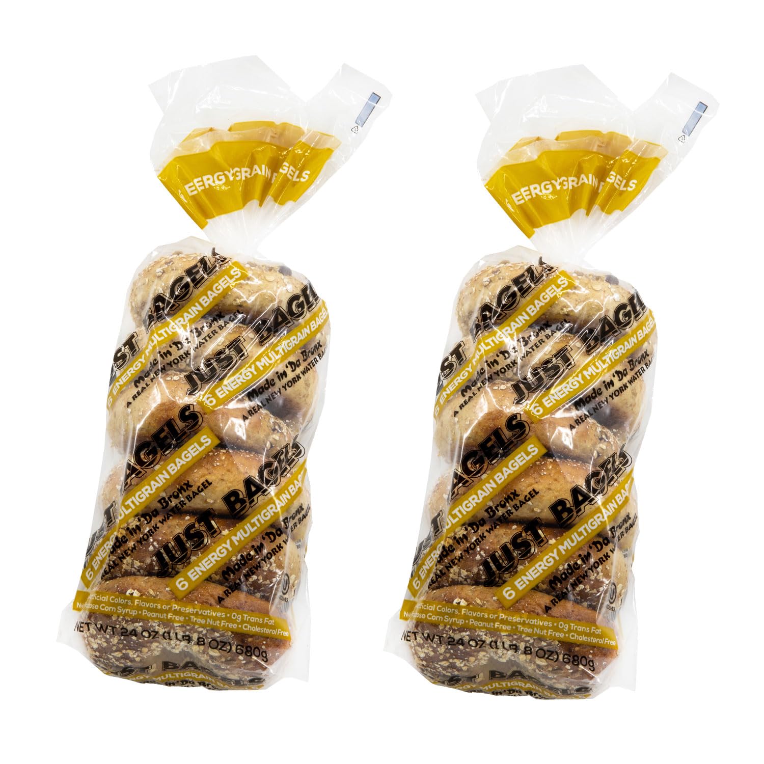Just Bagels - Energy Multigrain Bagels (Non-GMO) - 2 Packs of 6 (12 Total) - Perfect for Breakfast, Snacks & On-the-Go Meals