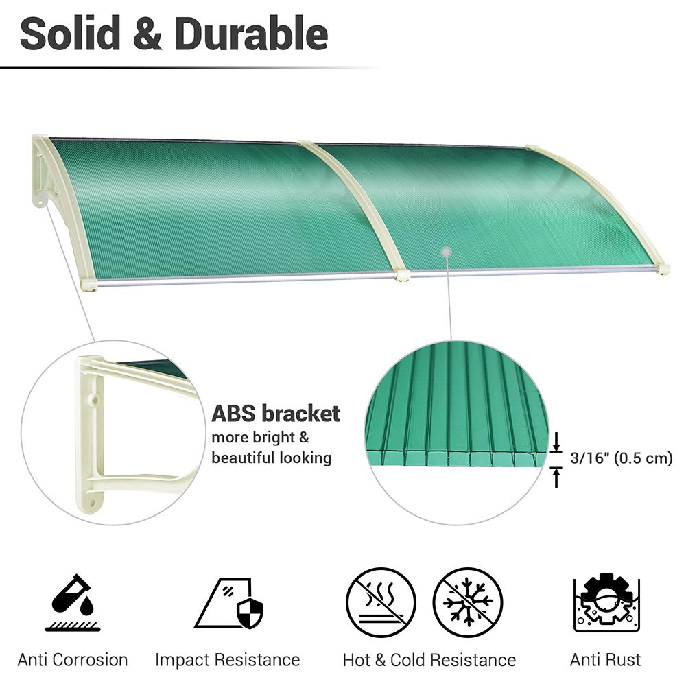 6.5ft Polycarbonate Awning Canopy for Window & Door - UV Resistant, Weatherproof Outdoor Shade - Perfect for Patio, Deck, and Storefront Protection