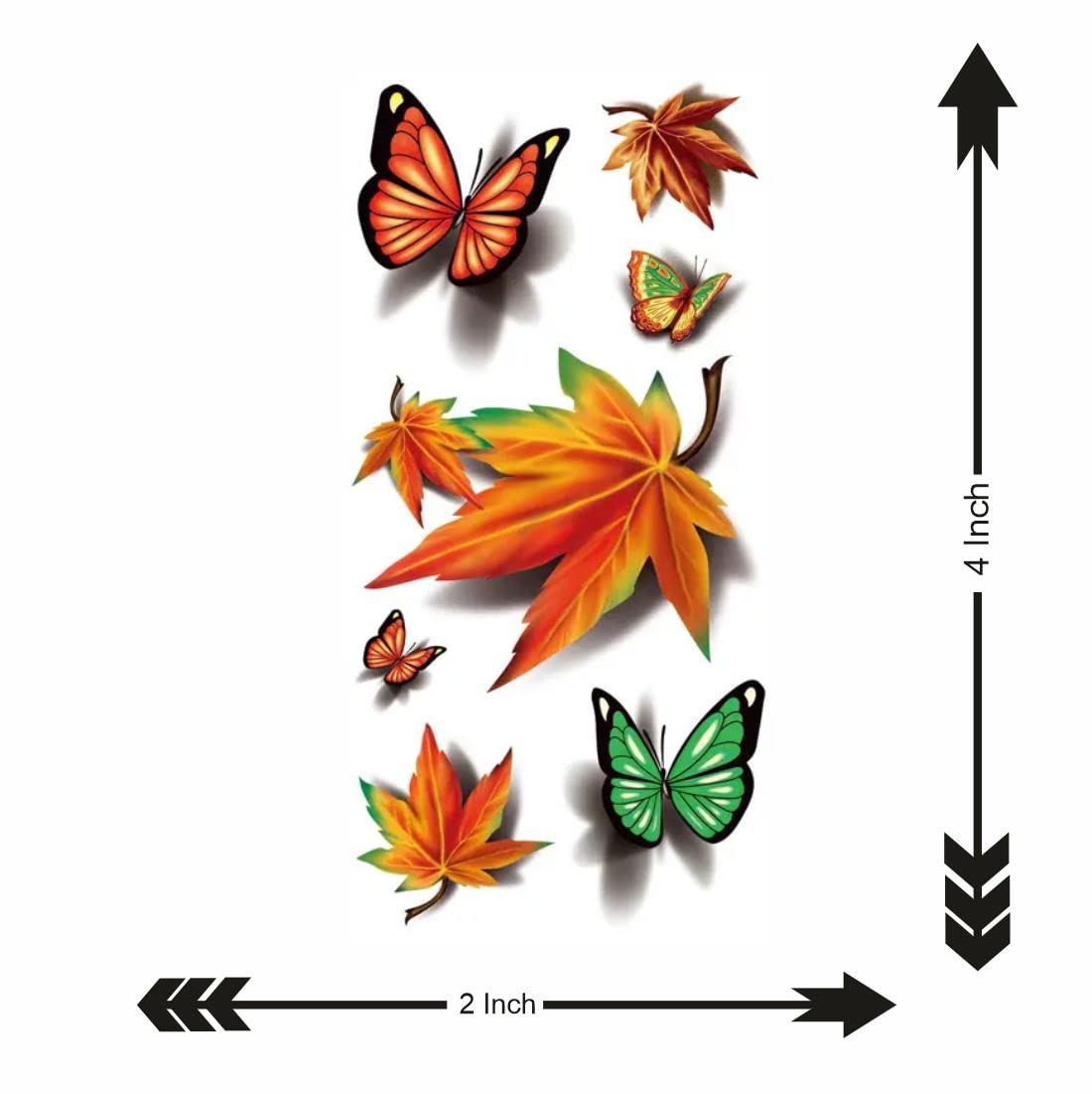 Waterproof Butterfly Leaf Temporary Tattoos for Men & Women - Long Lasting Body Art for Parties, Festivals & Beach Vacations