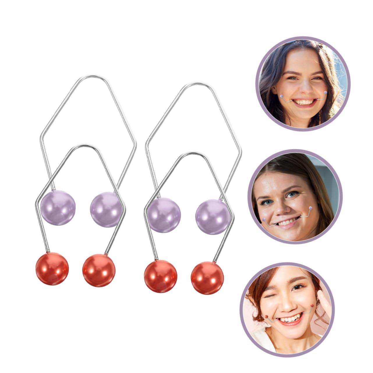 Face Dimple Maker Set – 2 Pairs Red Women's Dimple Trainer for Natural Cheek Dimples | Multi-functional Facial Beauty Tool for Smile Enhancement & Confidence Boost | Perfect for Self-Care, Cosplay & Makeup Practice