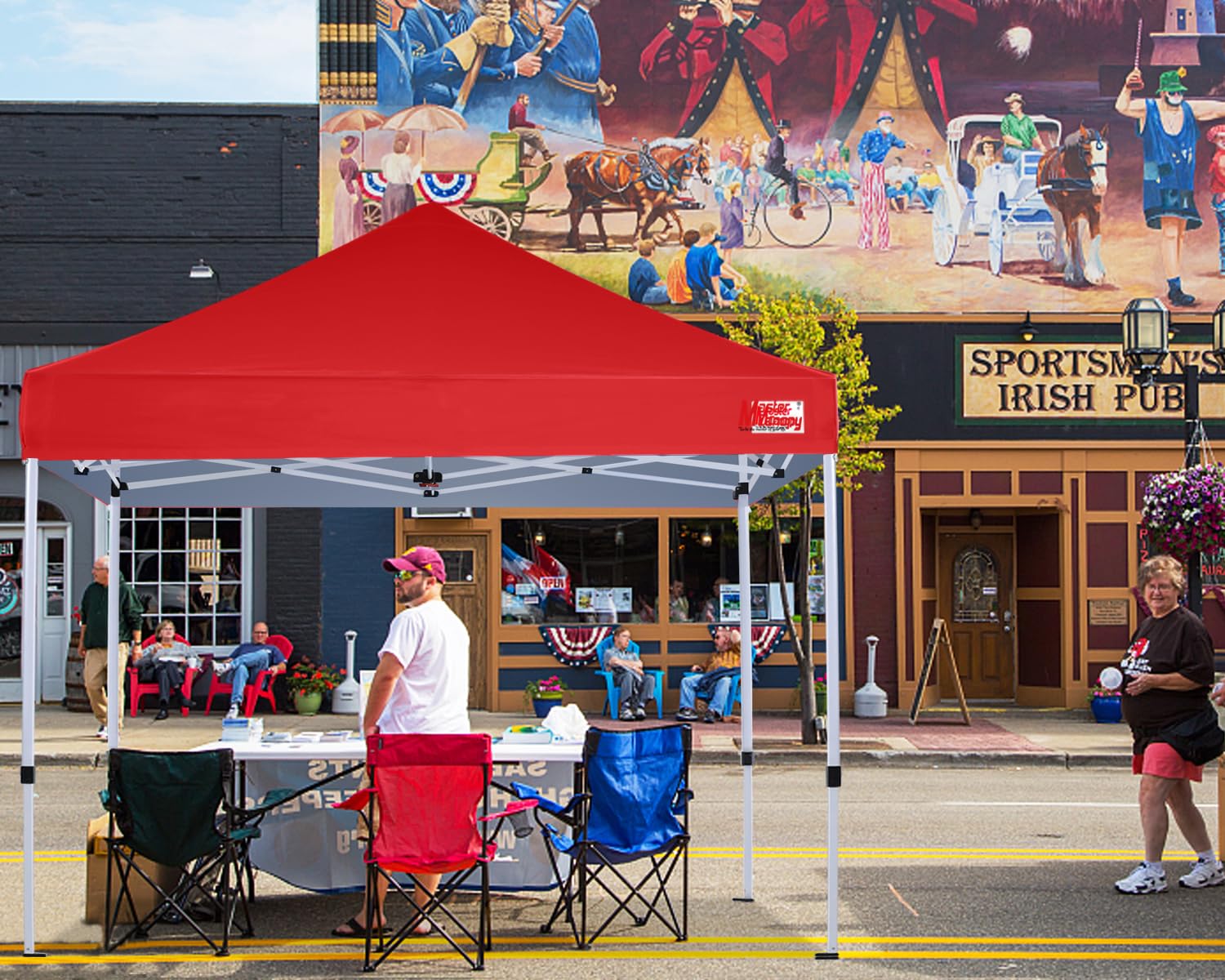 MASTERCANOPY 10x10 Pop Up Canopy Tent - Commercial Grade Instant Shelter with UV Protection (Red) - Perfect for Outdoor Events, Farmers Markets, Beach Parties & Camping