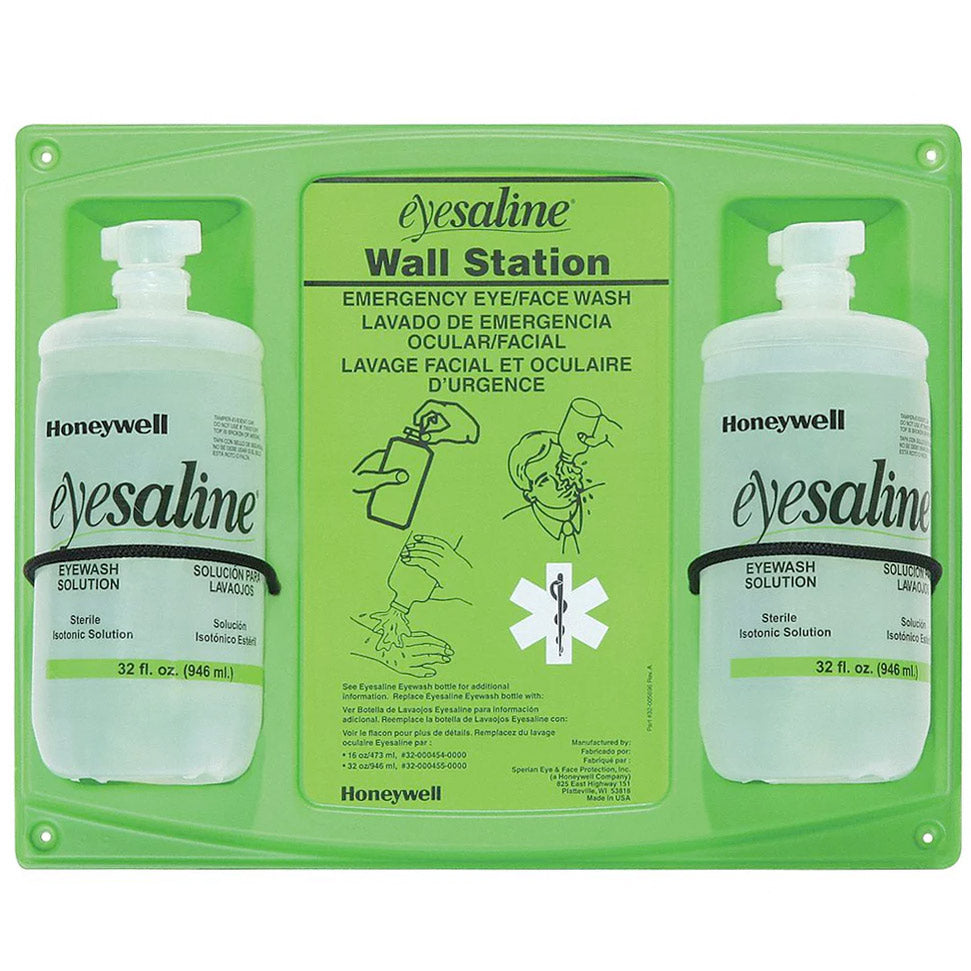 Honeywell Eyesaline Double Personal Eye Wash Wall Station - 32 oz (320004620000) - Emergency Eye Wash Solution for Workplace Safety & First Aid Kit Essentials