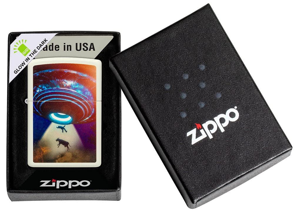 Zippo Lighter with Personalized Engraving - Glow in The Dark UFO 49838 Design | Perfect for Outdoor Adventures, Camping & Collectors