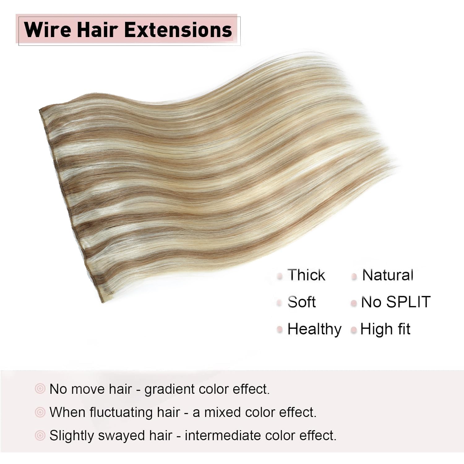 Tinashe 16-Inch Real Human Hair Straight Extensions - 80g Light Blonde with Golden Blonde Highlights, Invisible Wire Fish Line Clip-Ins for Seamless Blending | Perfect for Daily Wear, Parties & Special Occasions