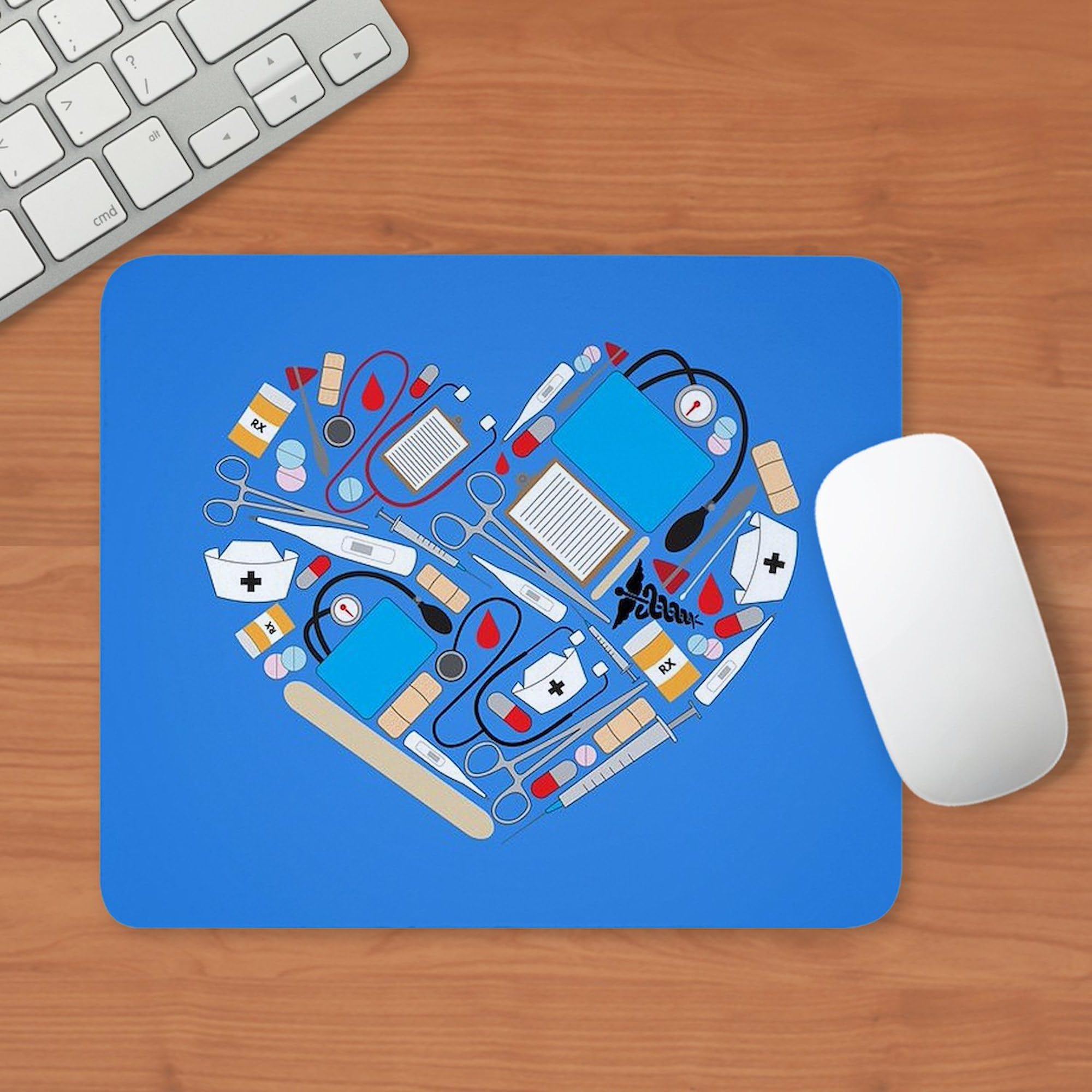 Non-Slip Rubber Heart Mousepad for Nurses - Cute Gaming Mouse Pad with Anti-Skid Base for Office, Home & Hospital Use