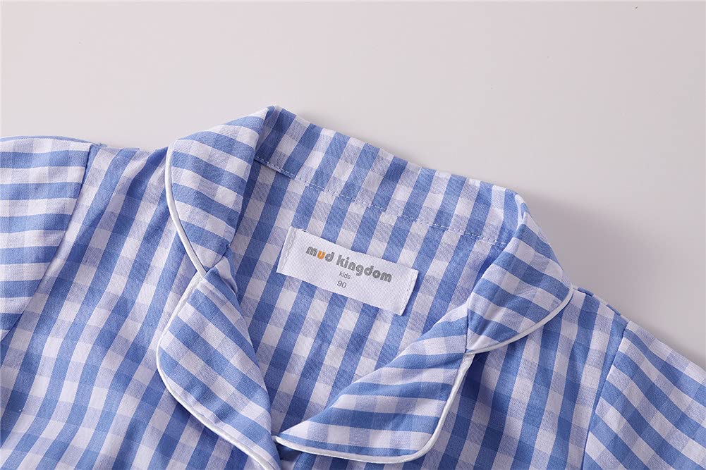 Kids Summer Pajama Set - Plaid Print with Cute Peter Pan Collar for Boys & Girls | Comfortable Sleepwear for Bedtime & Lounging