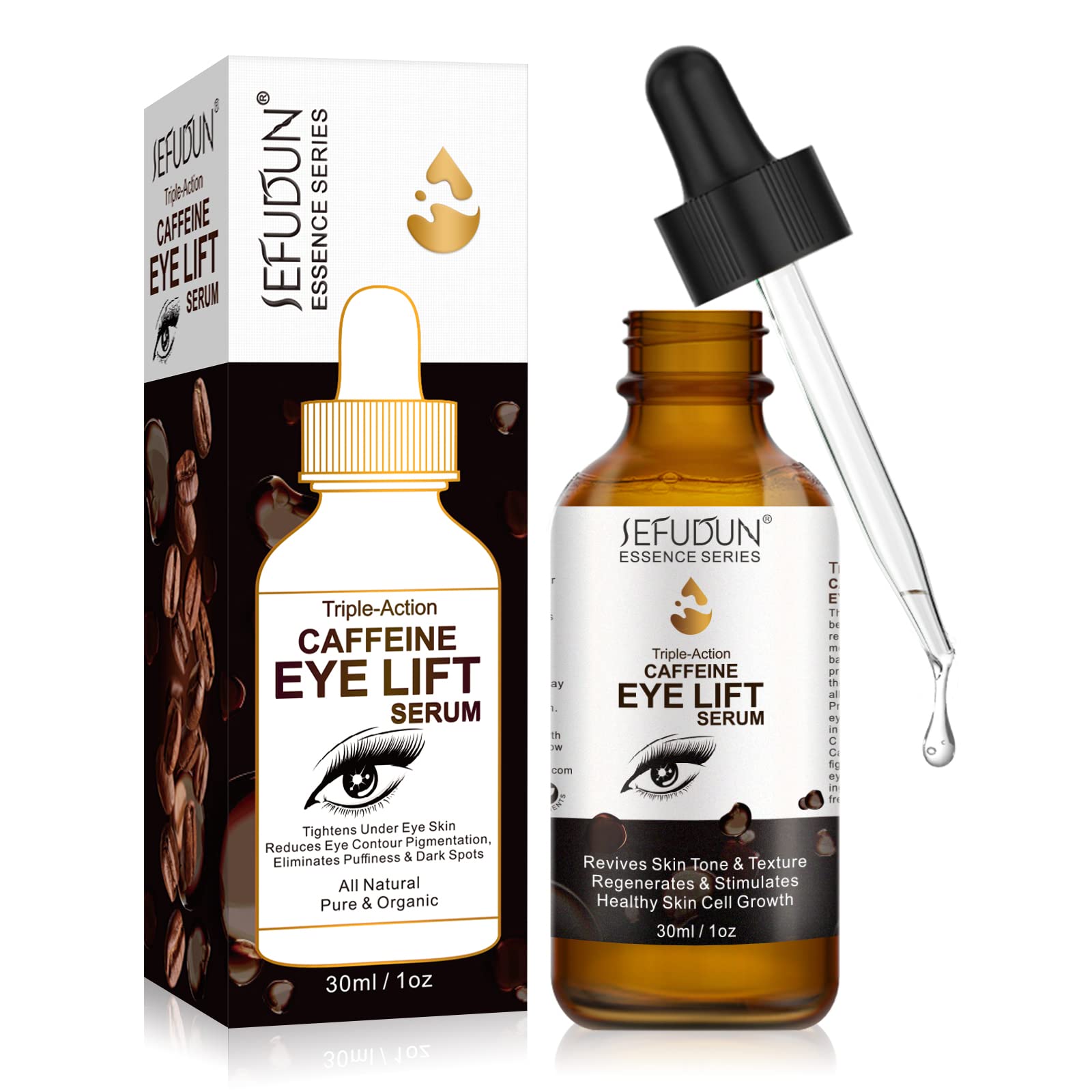 **Caffeine Eye Serum with EGCG & Collagen - Anti-Aging Eye Treatment for Women & Men - Reduces Puffiness, Dark Circles, Under Eye Bags, Wrinkles & Fine Lines - 1 oz / 30 ml - Perfect for Morning & Night Skincare Routine**