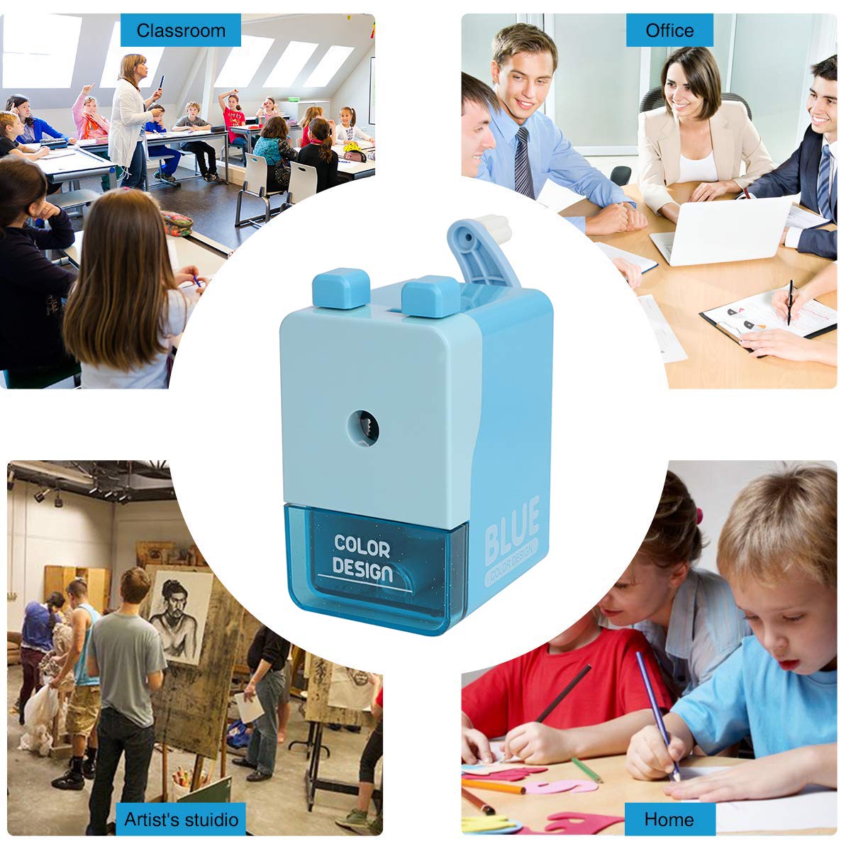 Premium Artist Pencil Sharpener - Manual Drawing Pencil Sharpener for Sketching & Art Projects | Ideal for School, Classroom, Office & Home Use | Durable Blue Design for Artists & Students