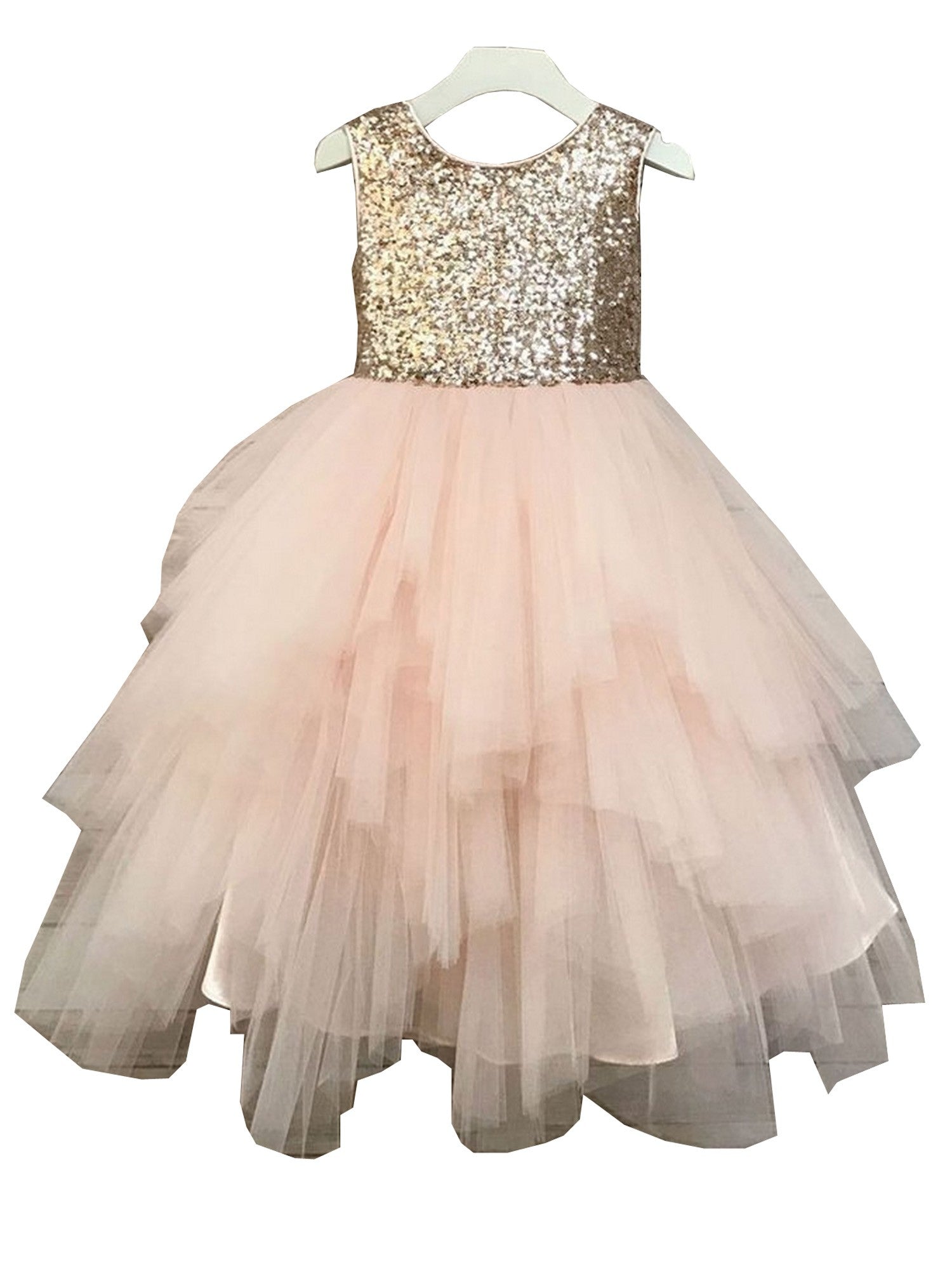 Big Girls Blush Sequin Party Dress for Special Occasions - Size 8-12 | Perfect for Prom, Quinceañera & Pageant Events