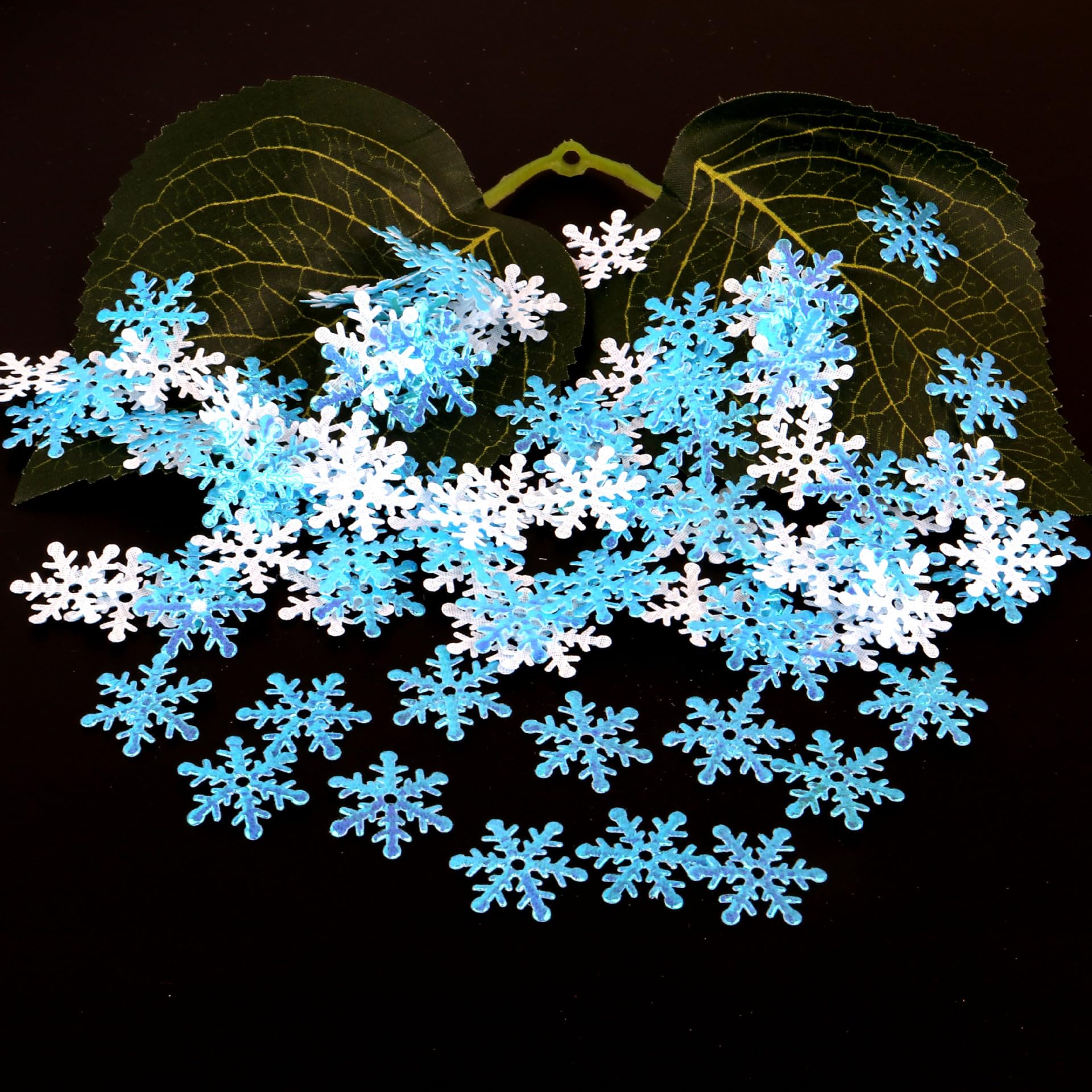 300Pcs Blue Snowflake Confetti - Winter Christmas Party Decorations for Wedding, Birthday, Holiday & Table Scatter (0.79