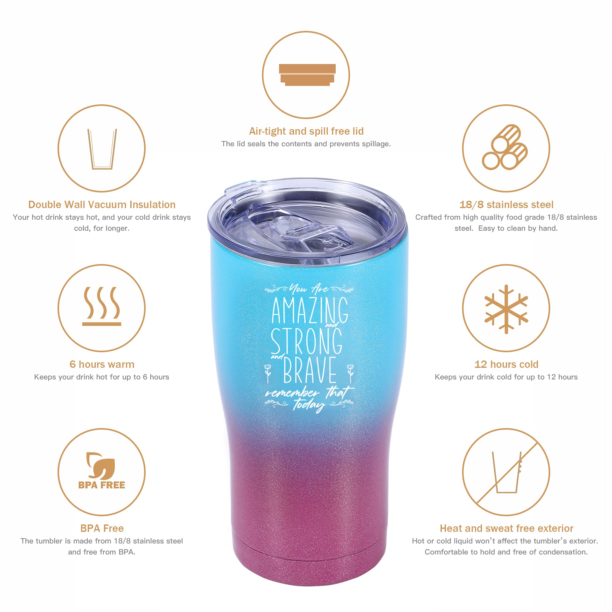 Shamone Unicorn Sister Tumbler 20oz - Insulated Stainless Steel Cup with Lid, Straw & Cleaning Brush - Perfect Birthday & Christmas Gift for Sisters - Funny Sister Gift Idea (Purple Teal) - Great for Coffee, Tea & Cold Drinks at Home, Office or School